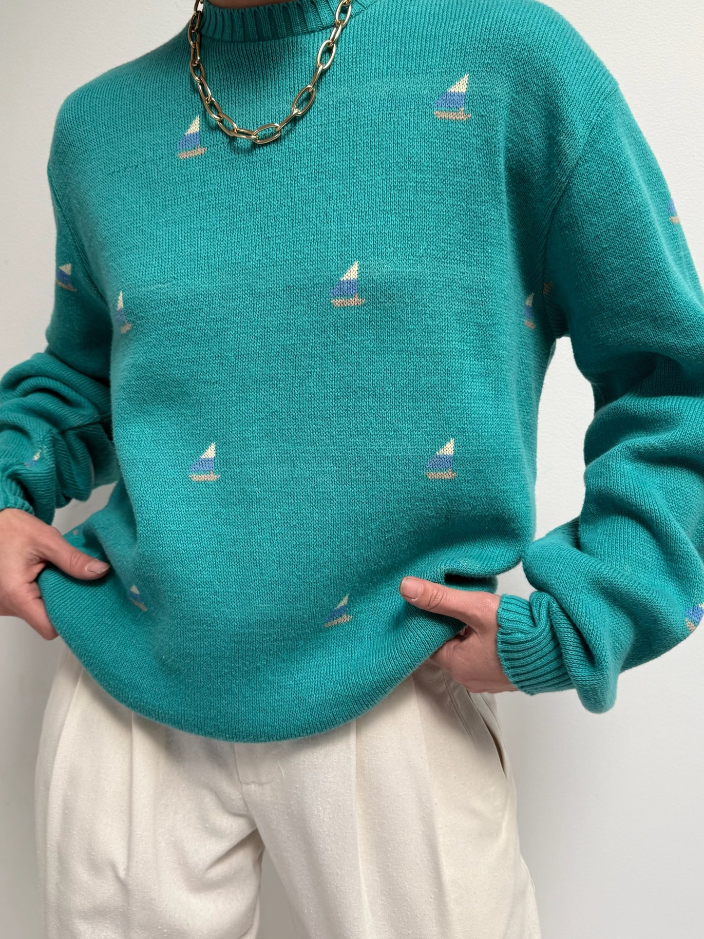 Vintage Sailboat Graphic Sweater