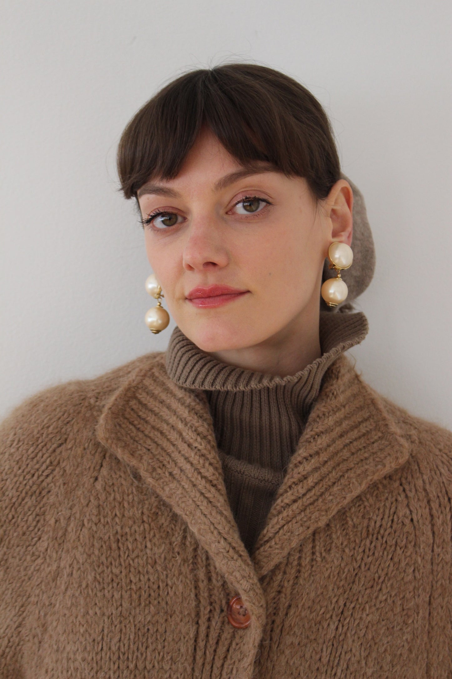 Vintage Domed Faux Pearl Drop Earrings