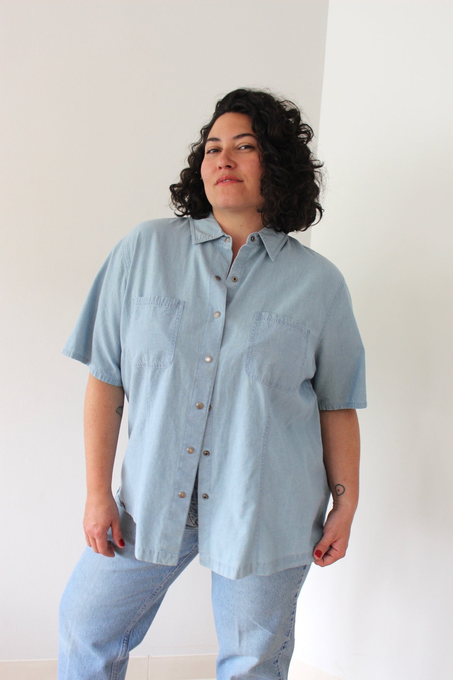 Vintage Chambray Snap Button Shirt