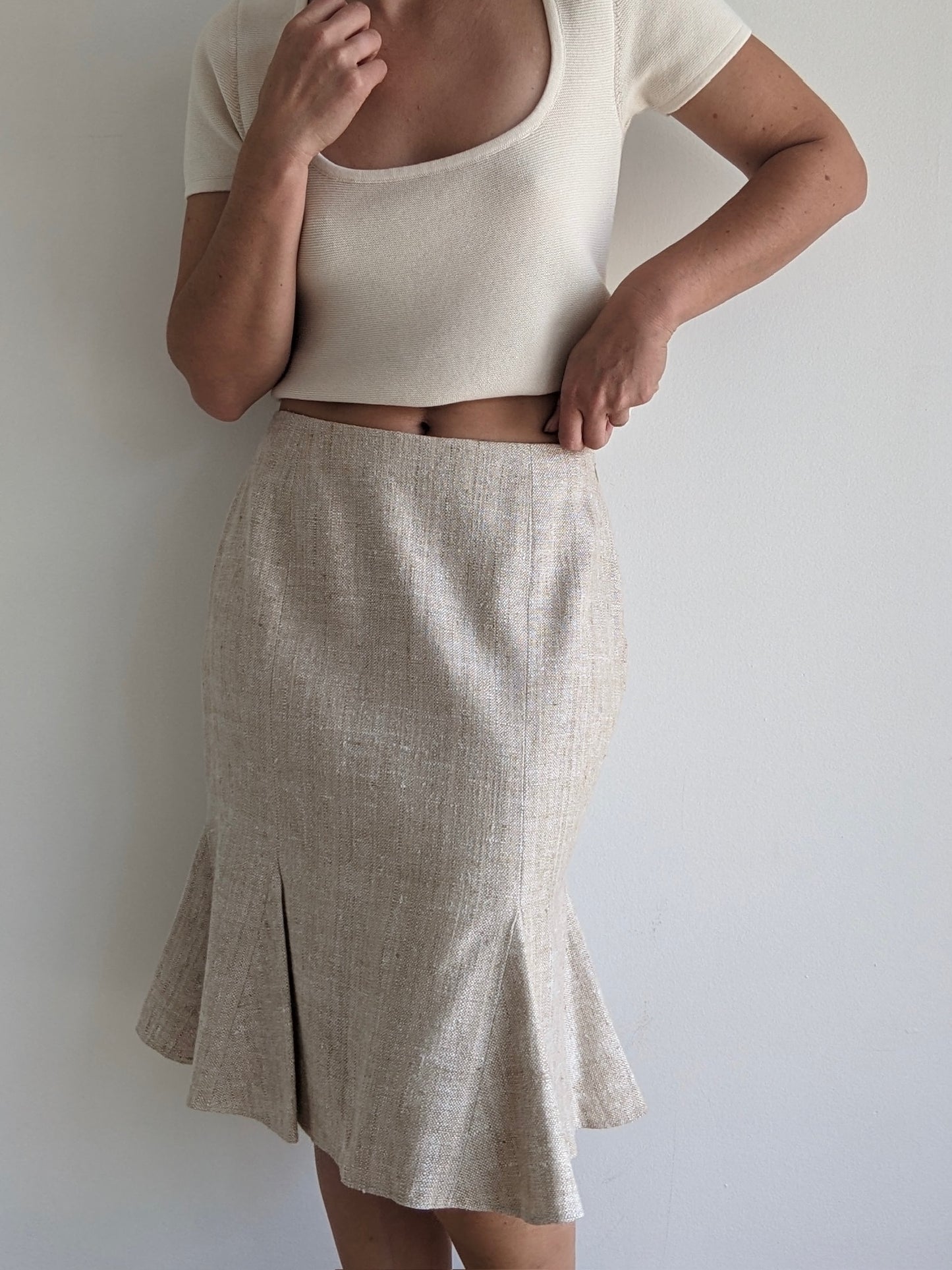 Gorgeous Vintage Wheat Woven Silk Skirt