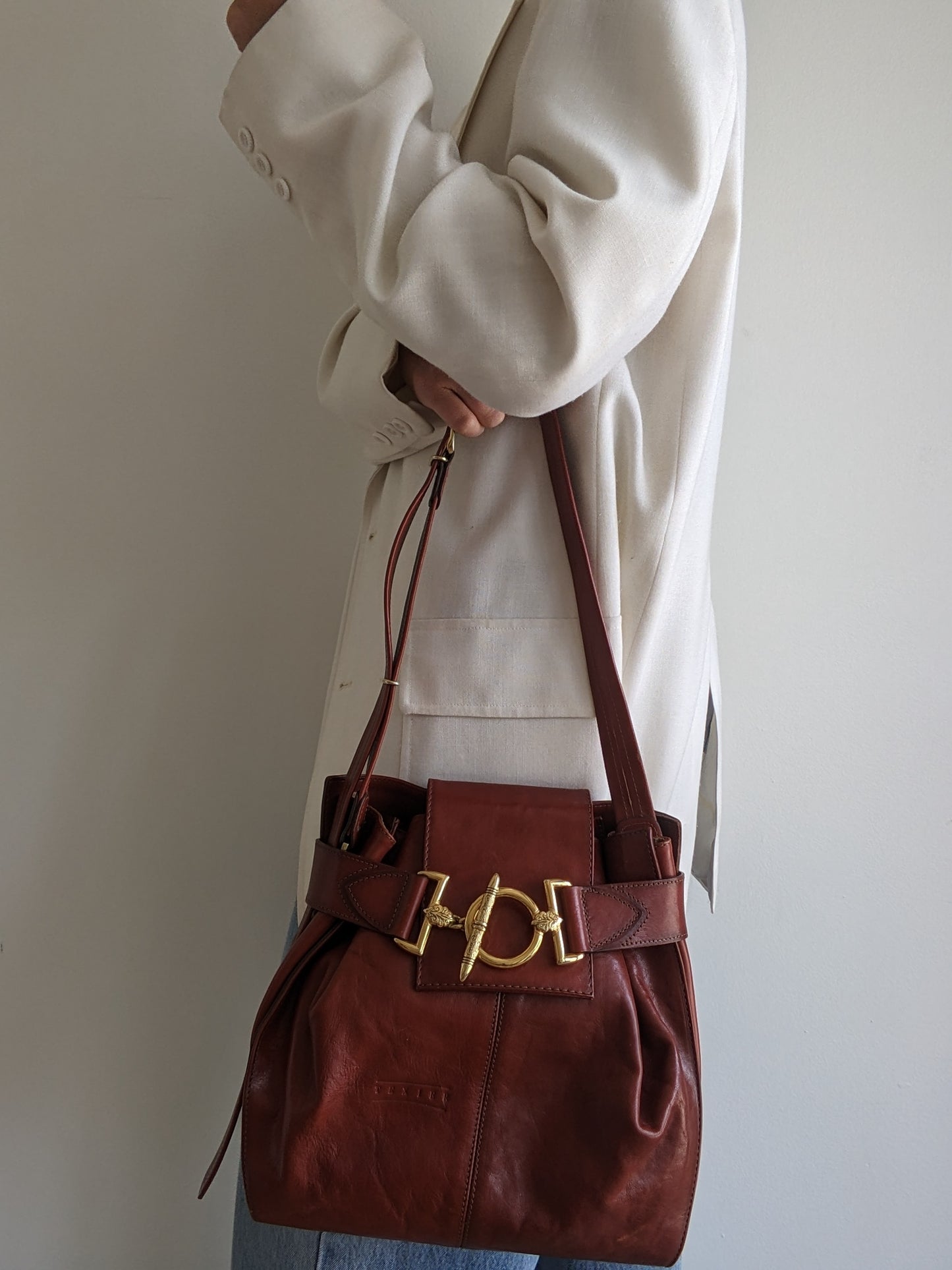 Amazing Vintage Texier Mahogany Leather Bag