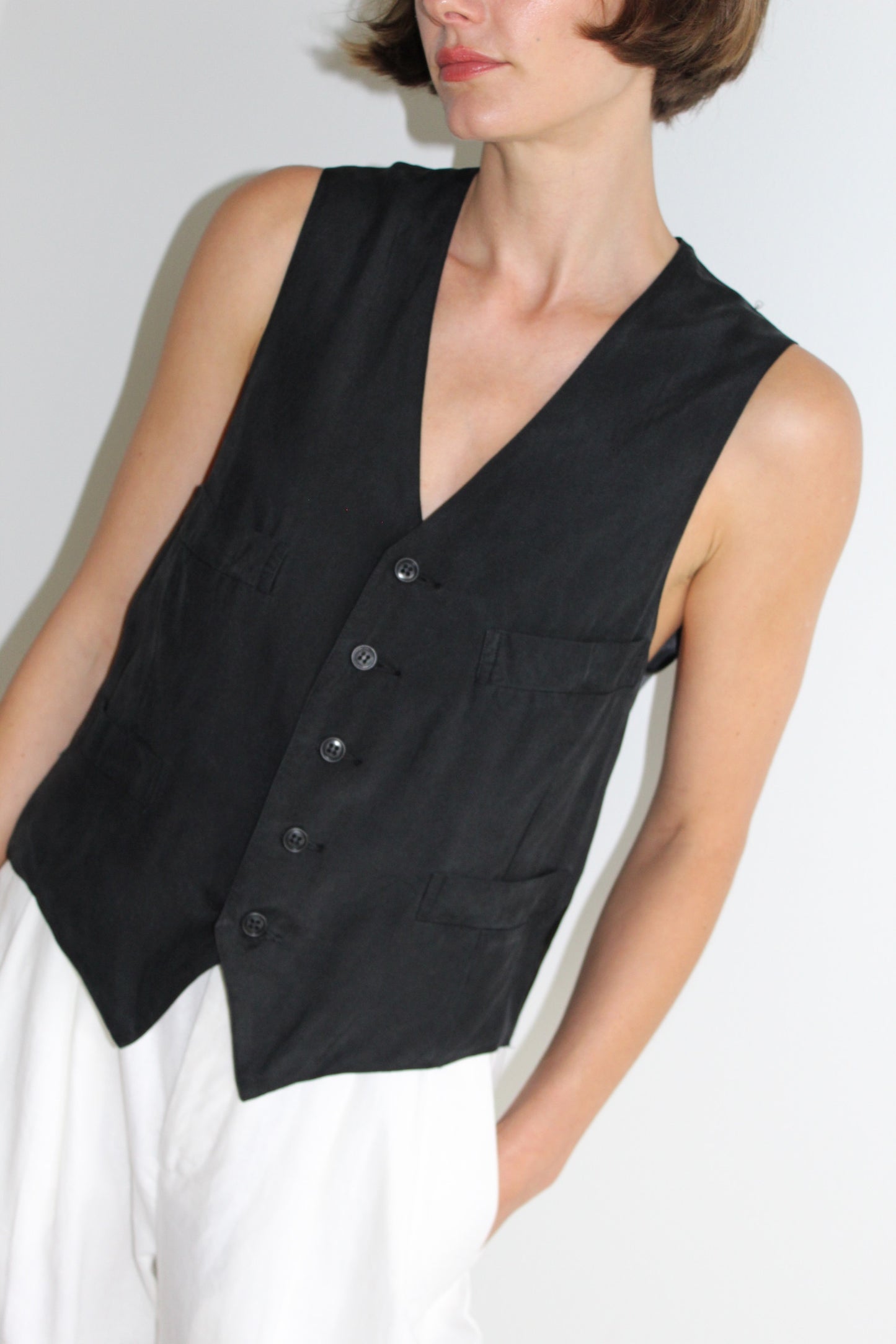 90s Vintage Smoke Silk Vest