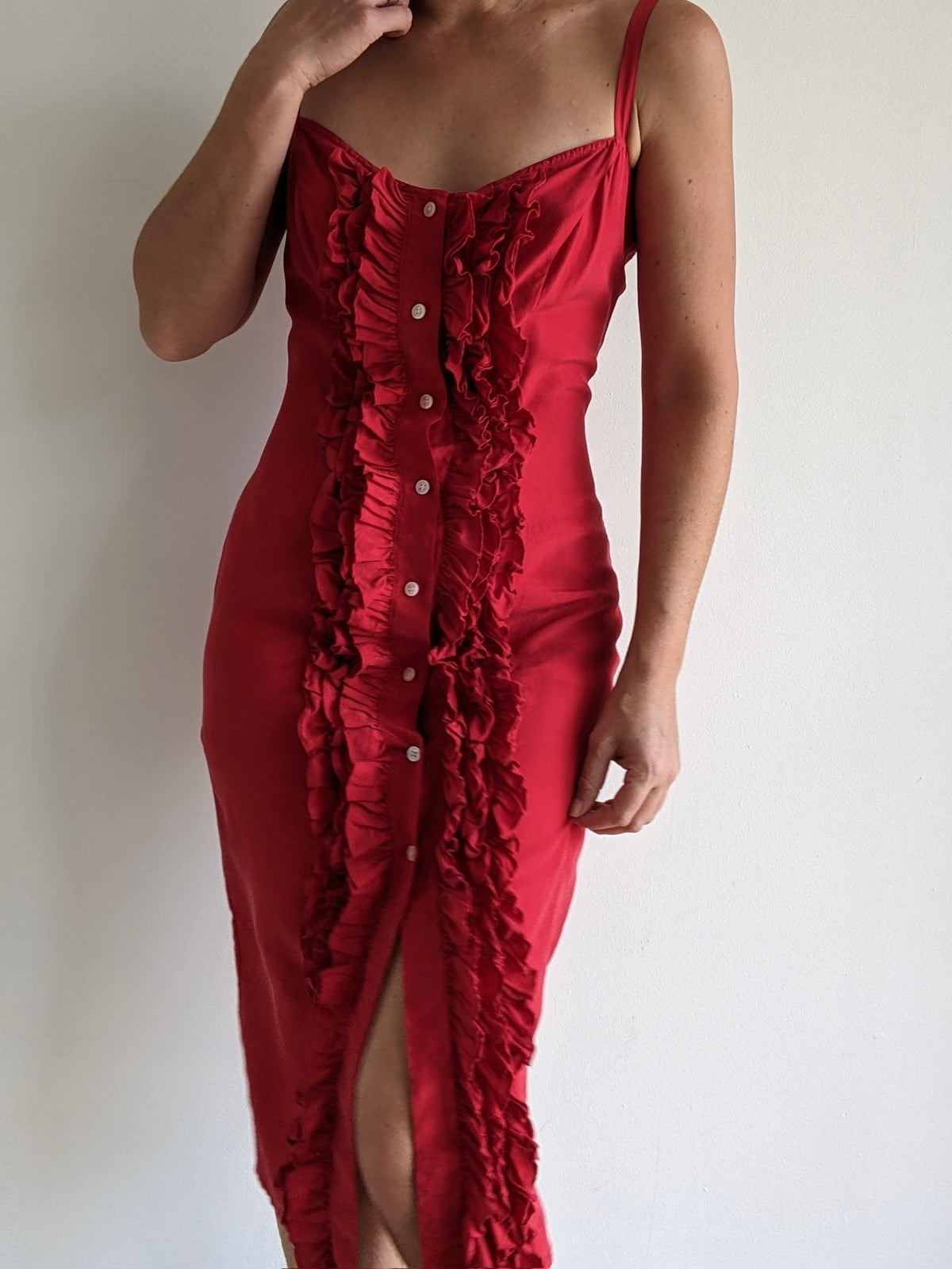 Gorgeous Vintage DKNY Ruffled Silk Dress