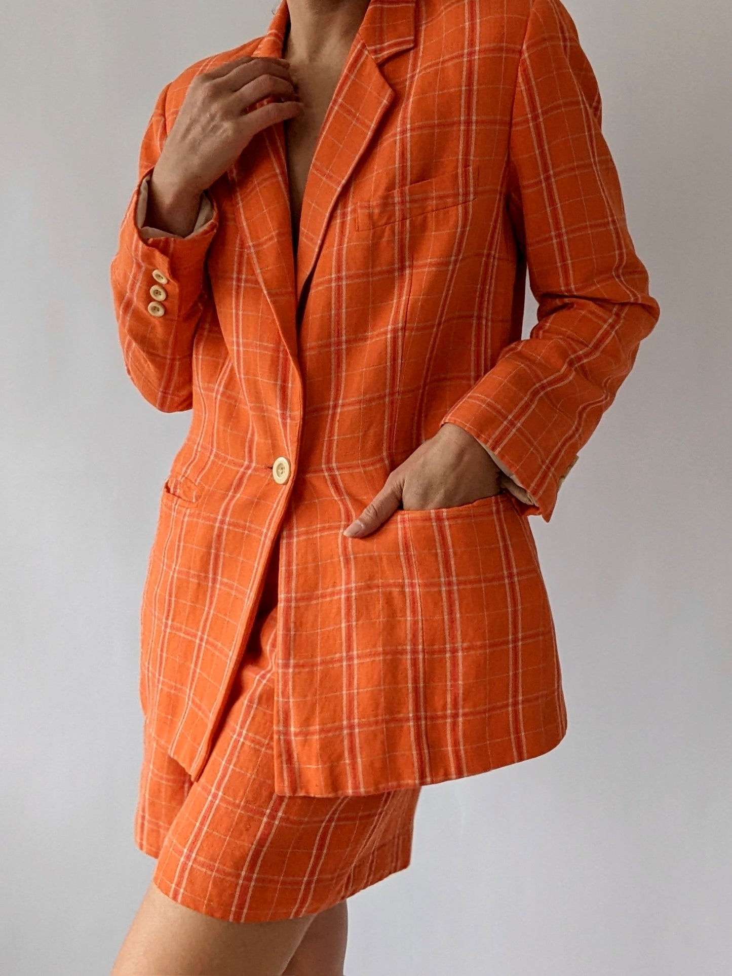 Rare Vintage Citrus Linen Shorts Suit