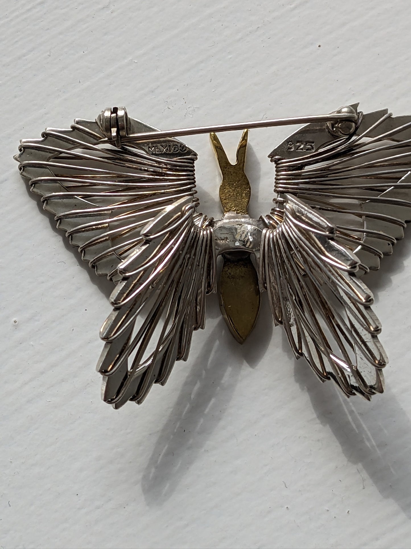 Vintage Two-Toned Sterling Silver Butterfly Brooch