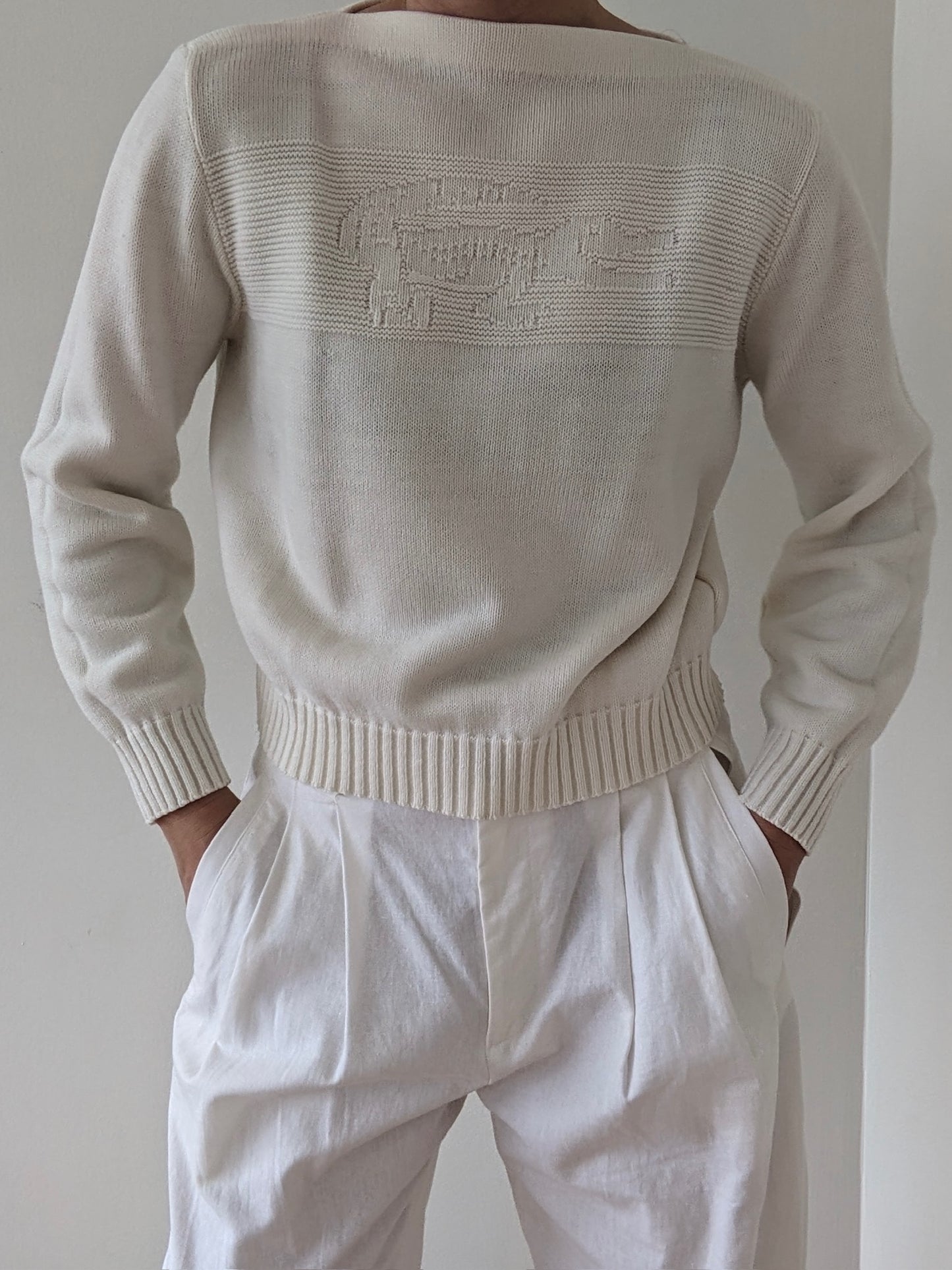 Vintage Ivory Lacoste Alligator Sweater