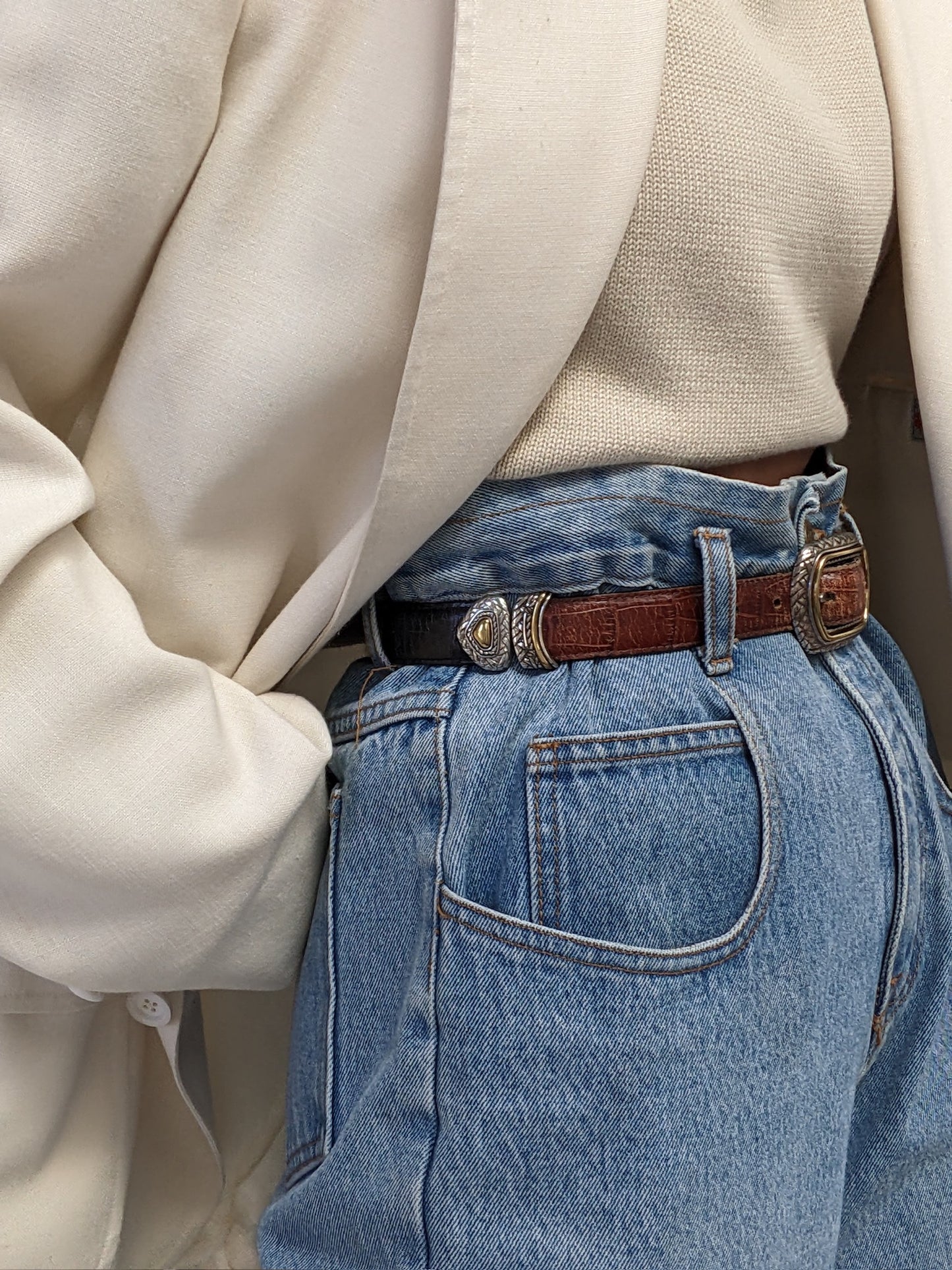 Amazing Vintage Segmented & Reversible Leather Belt