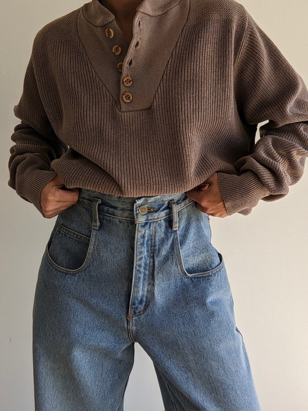 Favorite Vintage Taupe Cotton Henley