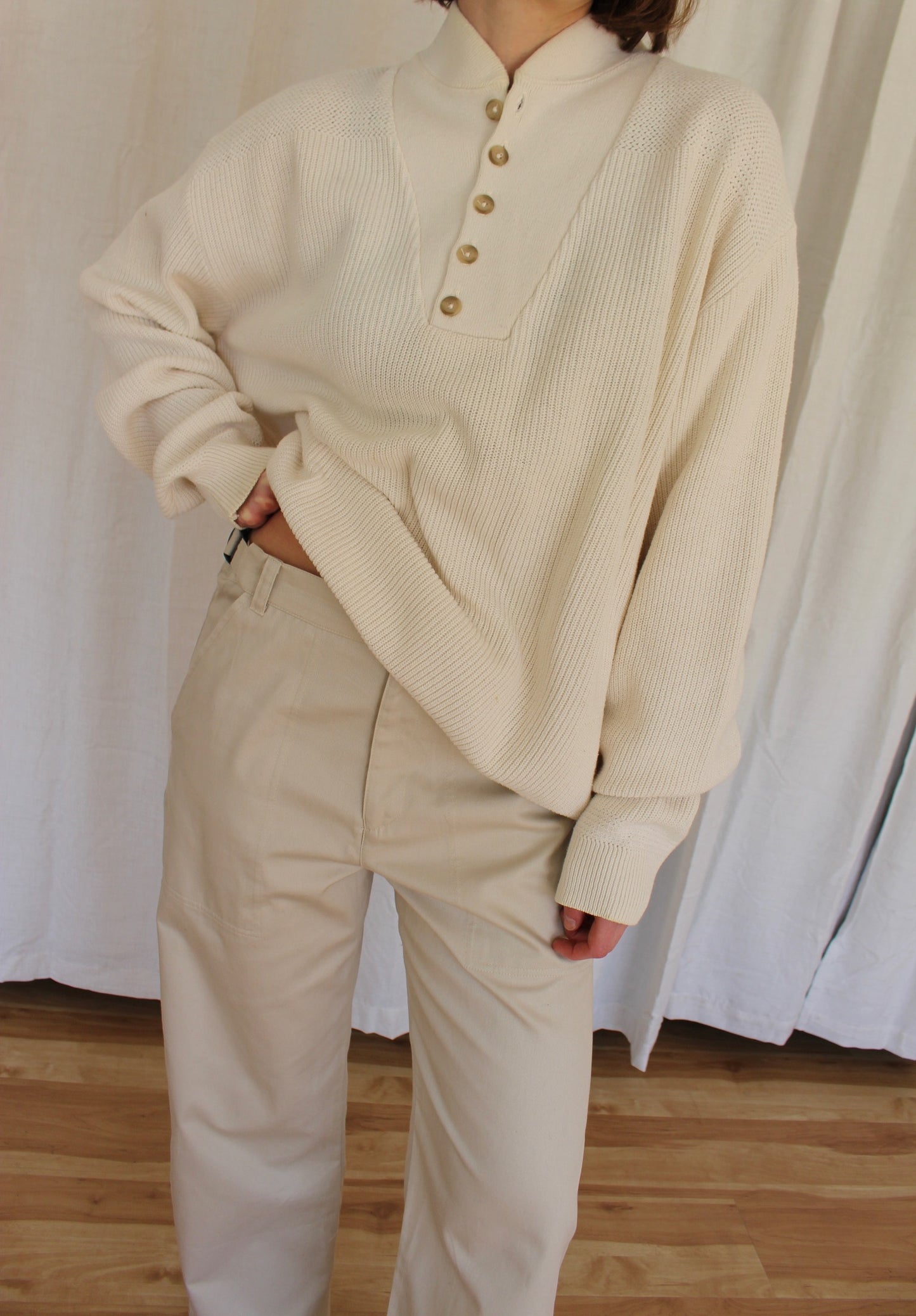 Favorite Vintage Vanilla Cotton Henley