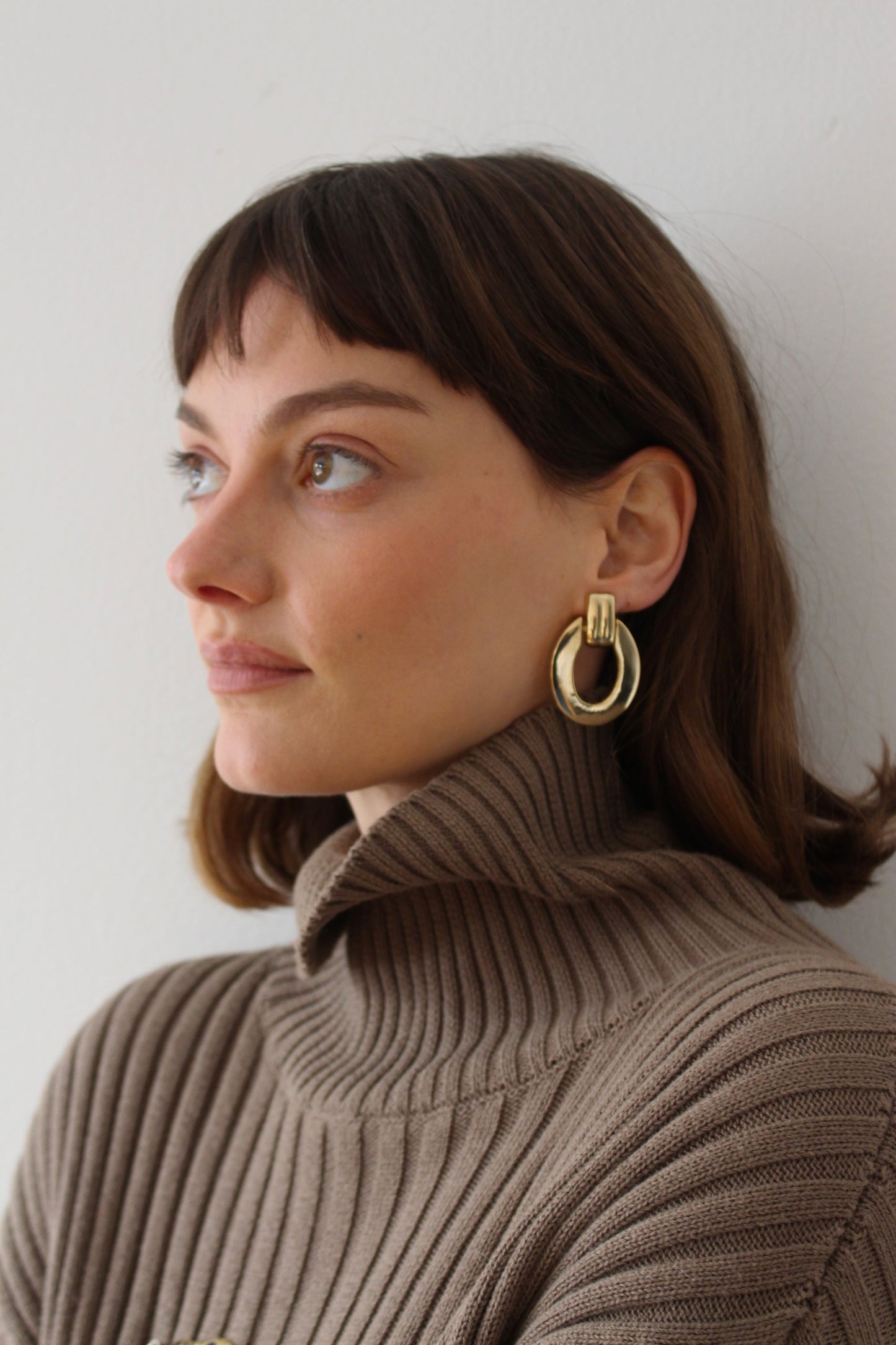 Beautiful Vintage Gold Door Knocker Earrings