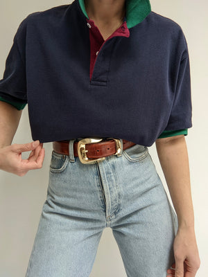 Vintage Faded Navy & Pine Polo