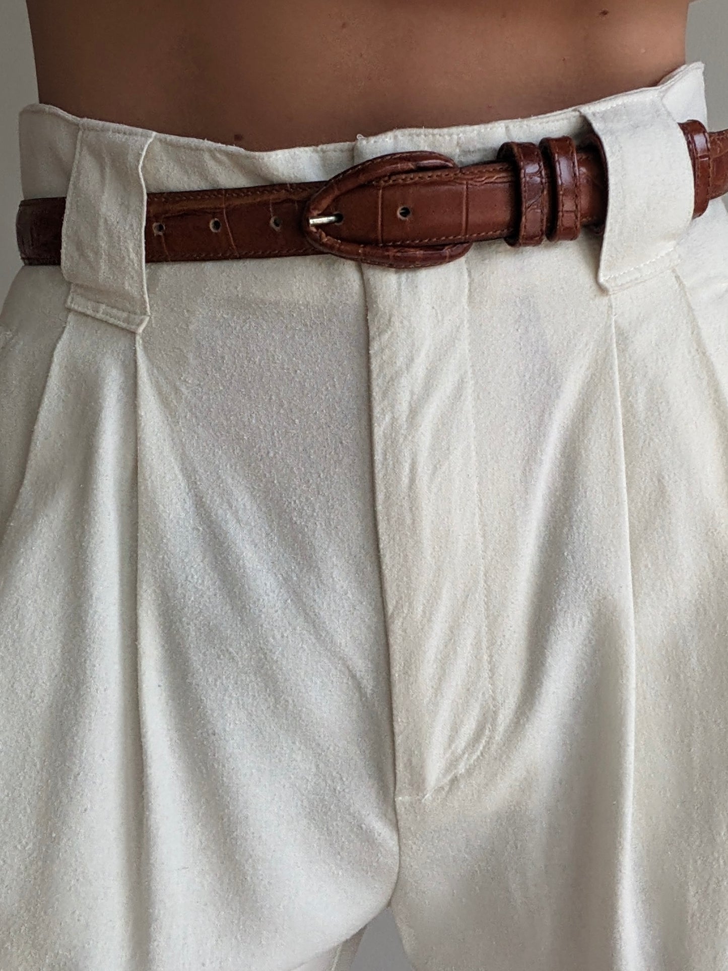 Vintage Alligator-Embossed Leather Belt