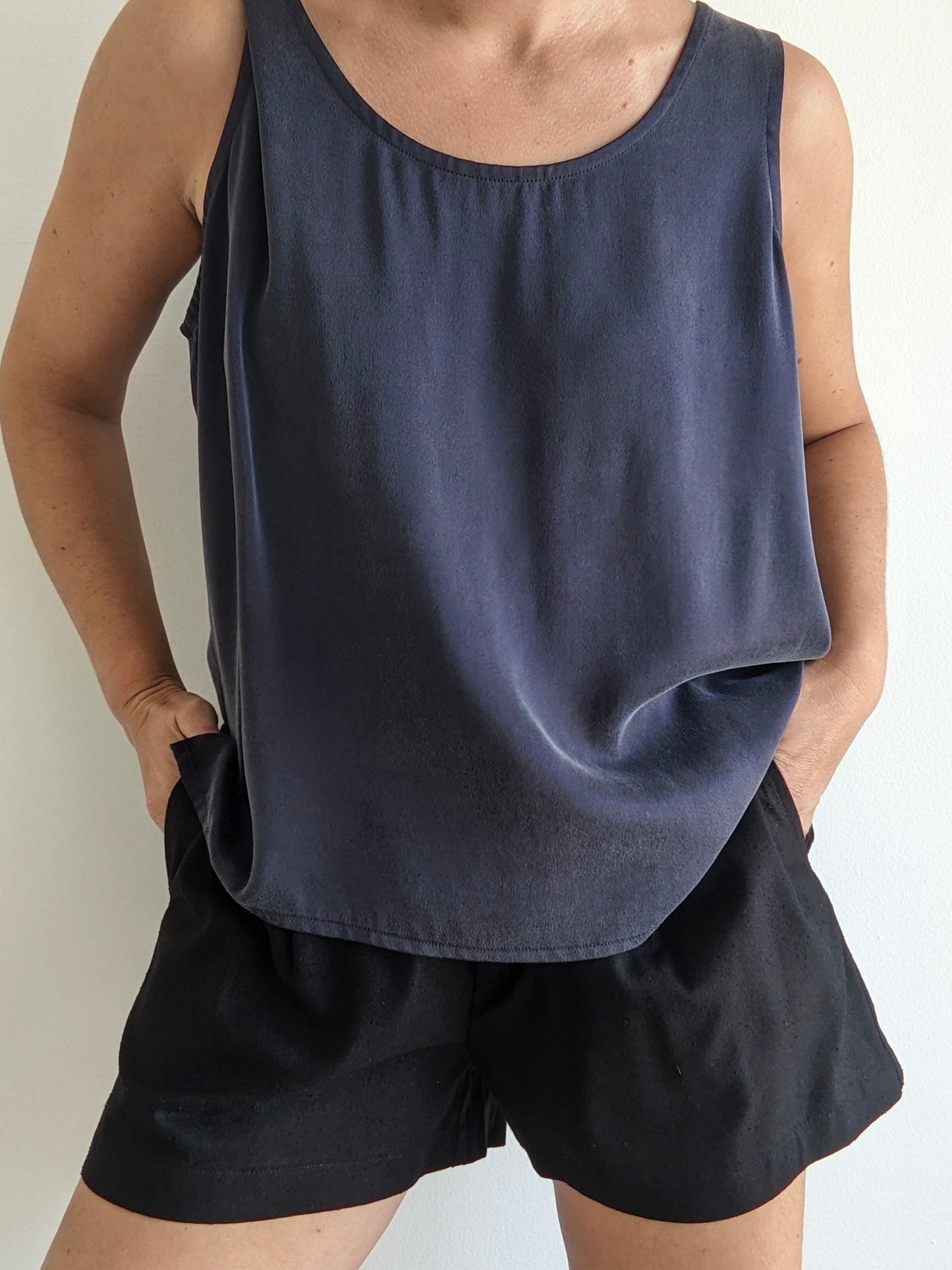 Vintage Faded Black Silk Tank
