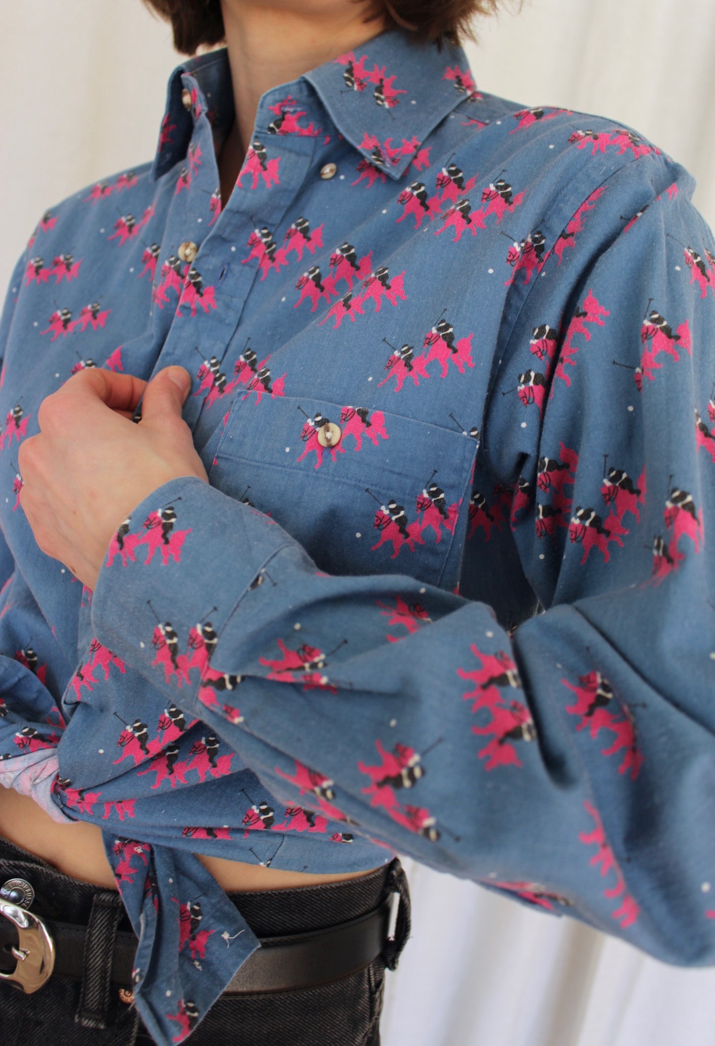 Vintage Equestrian Graphic Cotton Shirt