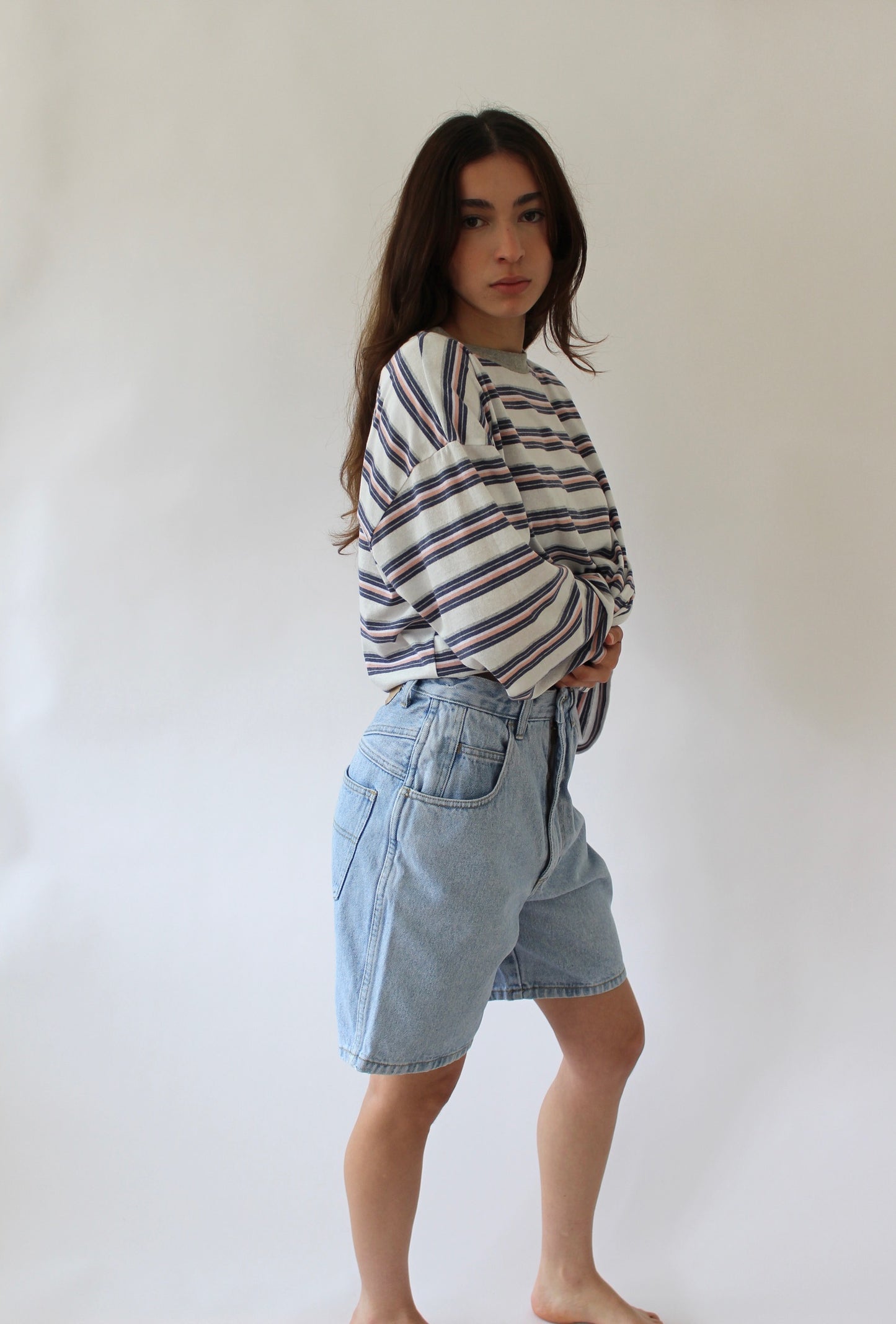Vintage High-Rise Blue Denim Shorts