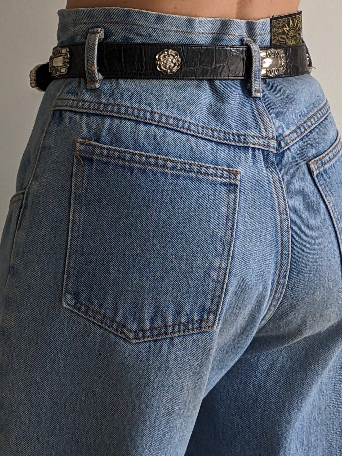 Vintage Onyx Leather & Silver Pendant Belt
