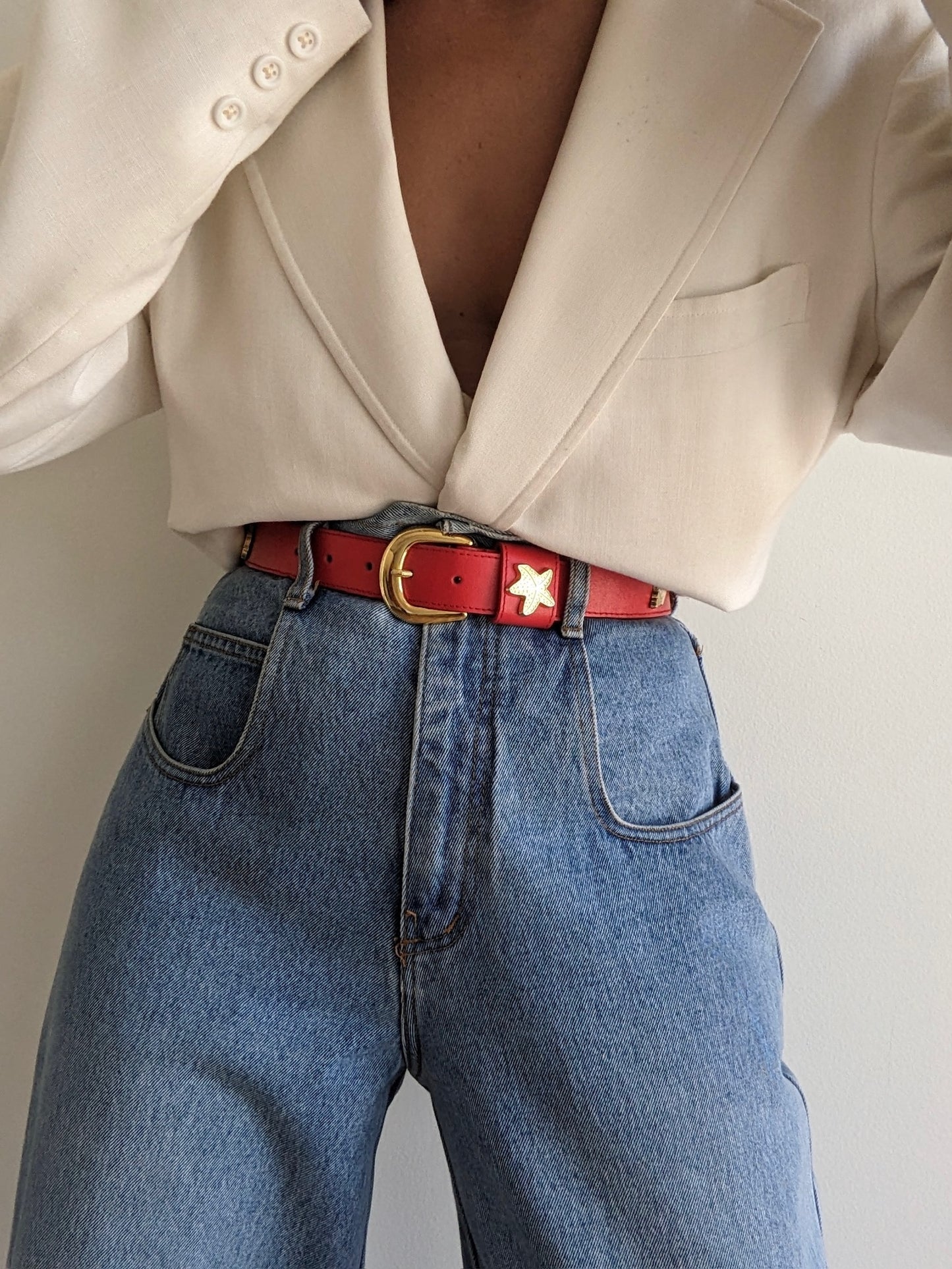 Bold Vintage Nautical Red Leather Belt