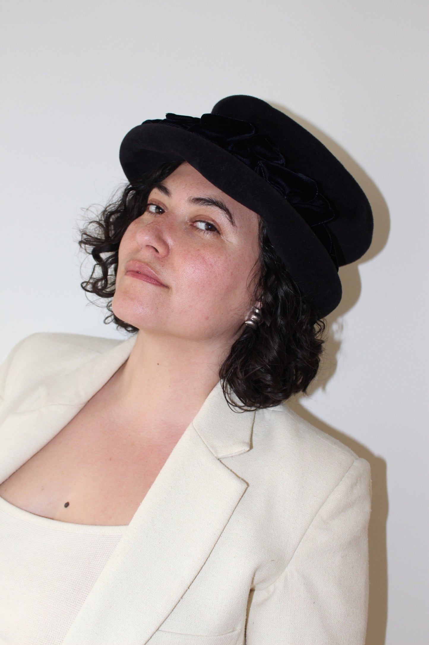 Favorite Vintage Midnight Velvet & Bow Hat