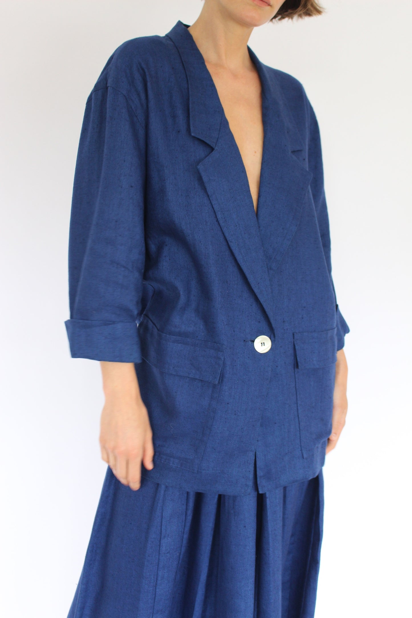 Vintage Lapis Linen Pant Suit