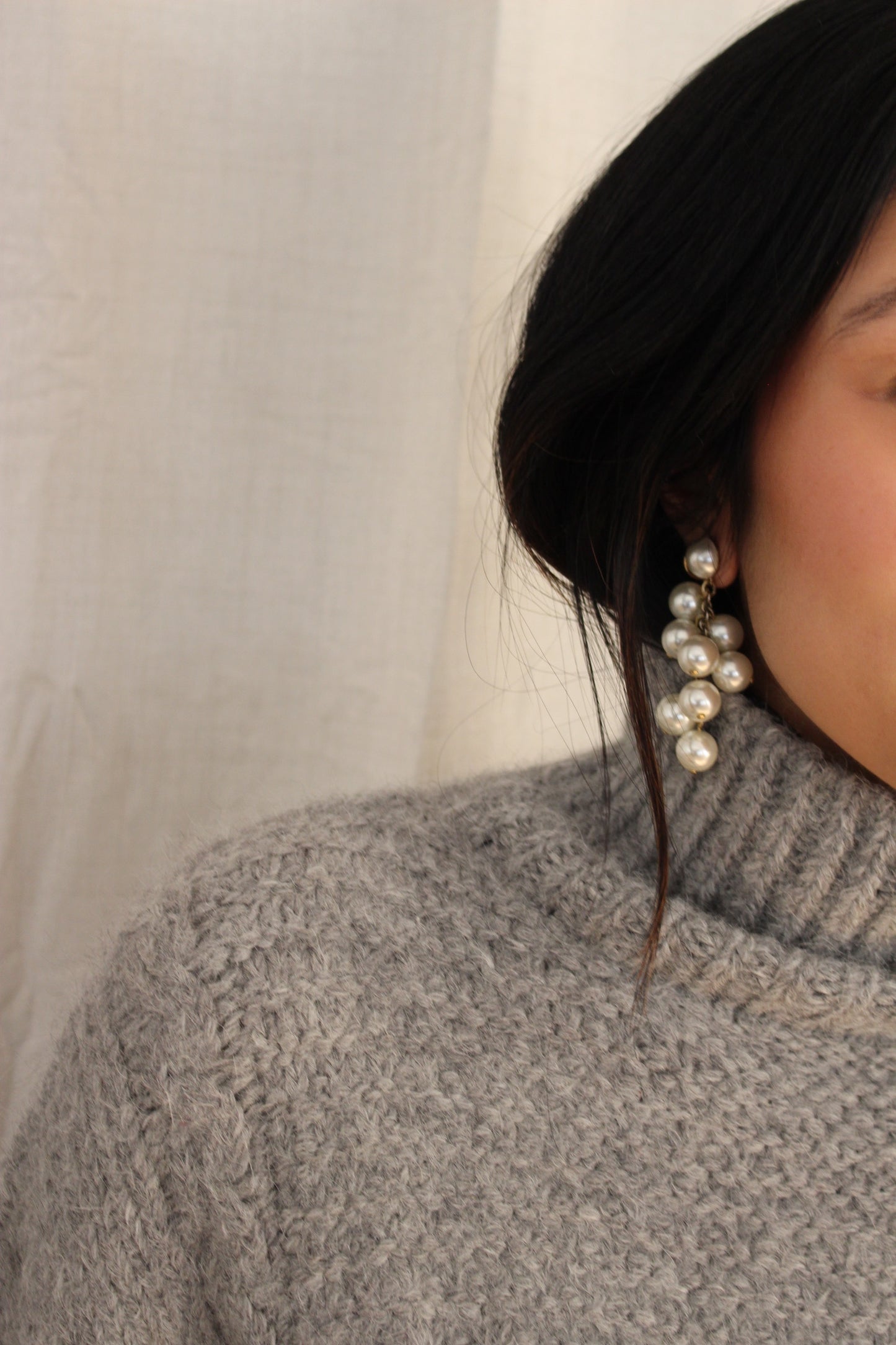 Faux Pearl Cluster Dangle Earrings