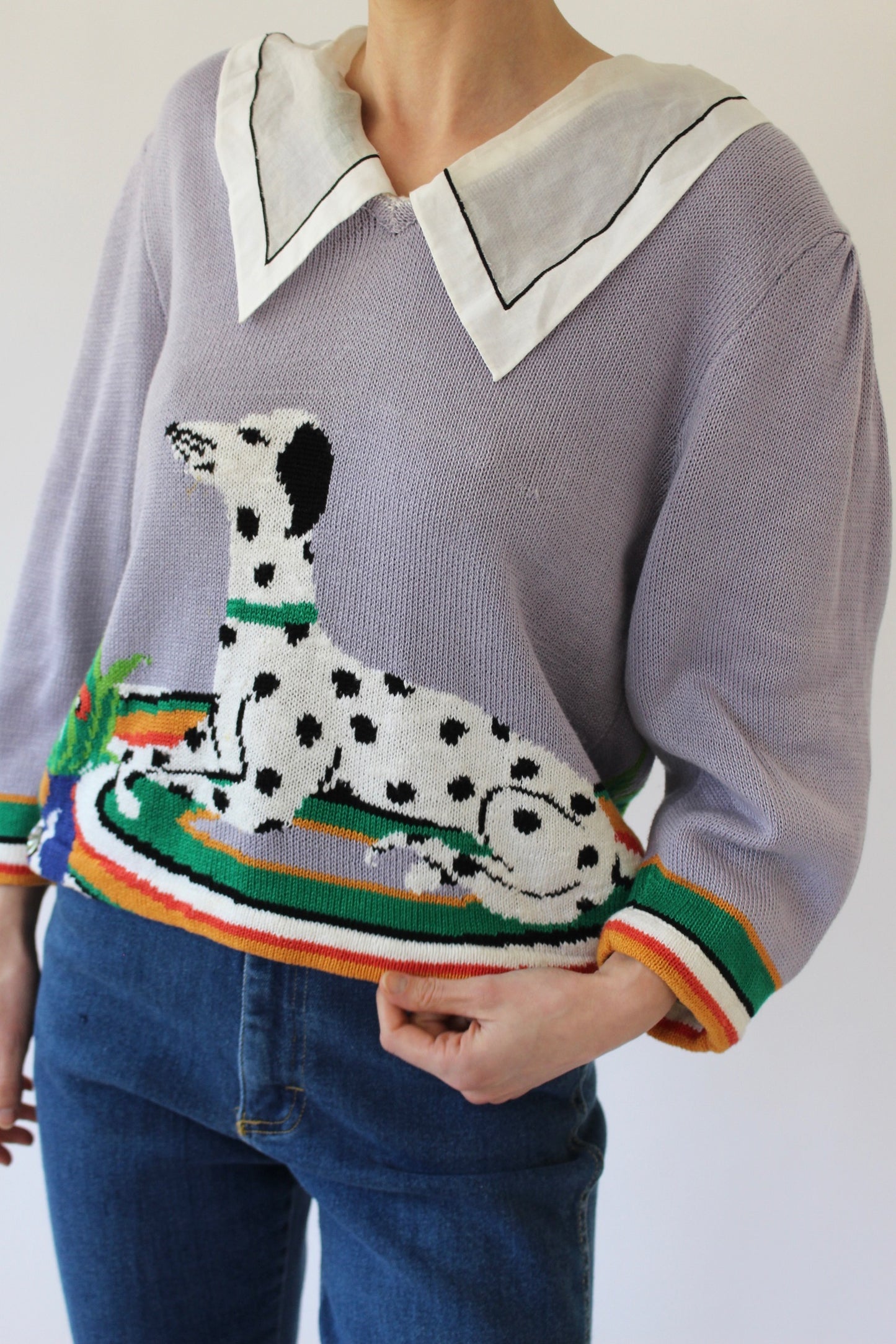 Favorite Vintage Dalmation Collared Sweater