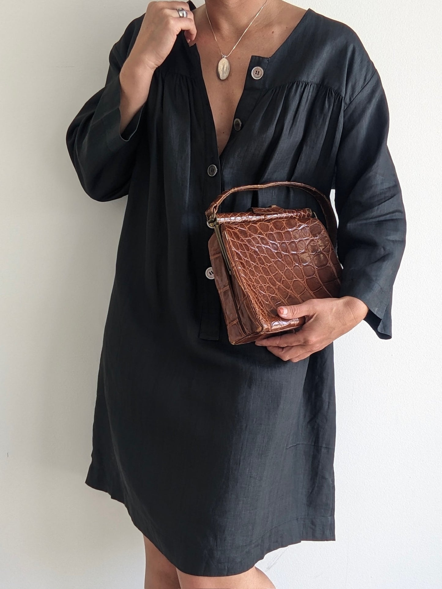 Incredible Vintage Alligator Embossed Leather Handbag