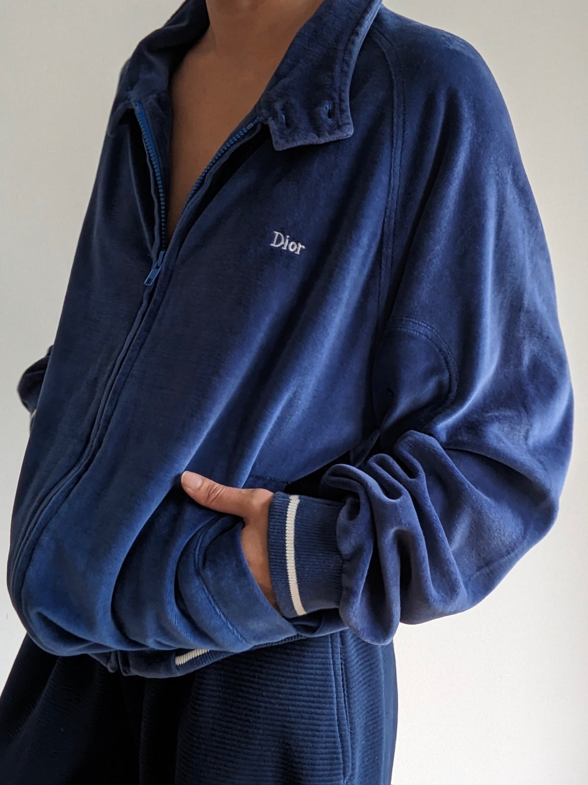 Vintage Christian Dior Ocean Velour Track Jacket