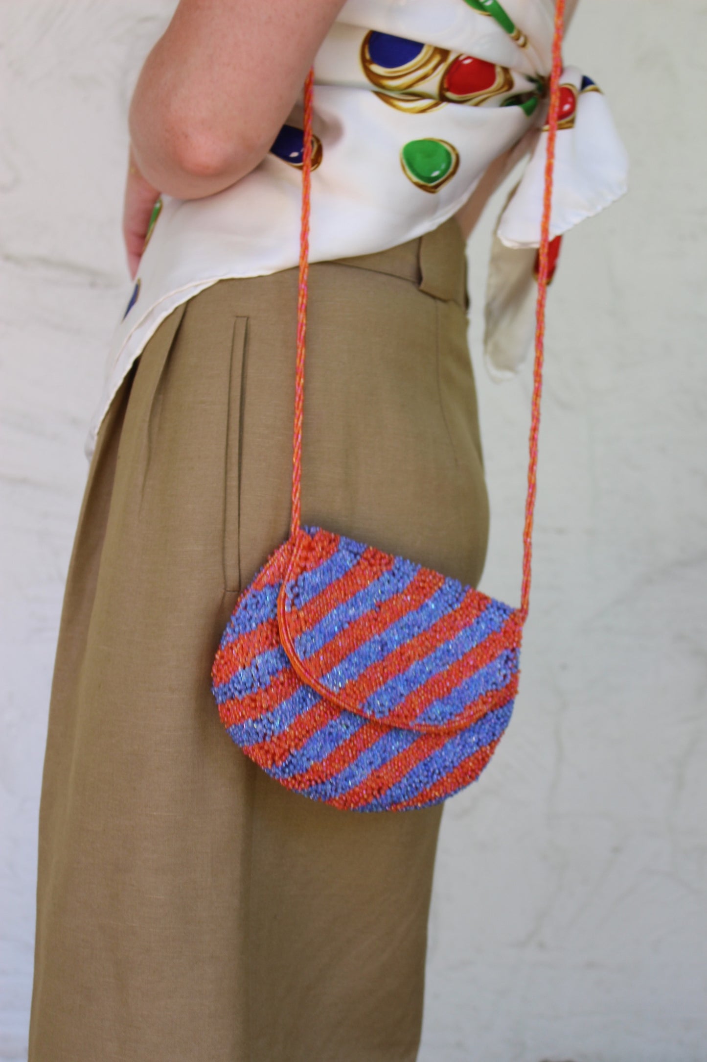 Amazing Vintage Coral & Ocean Beaded Purse