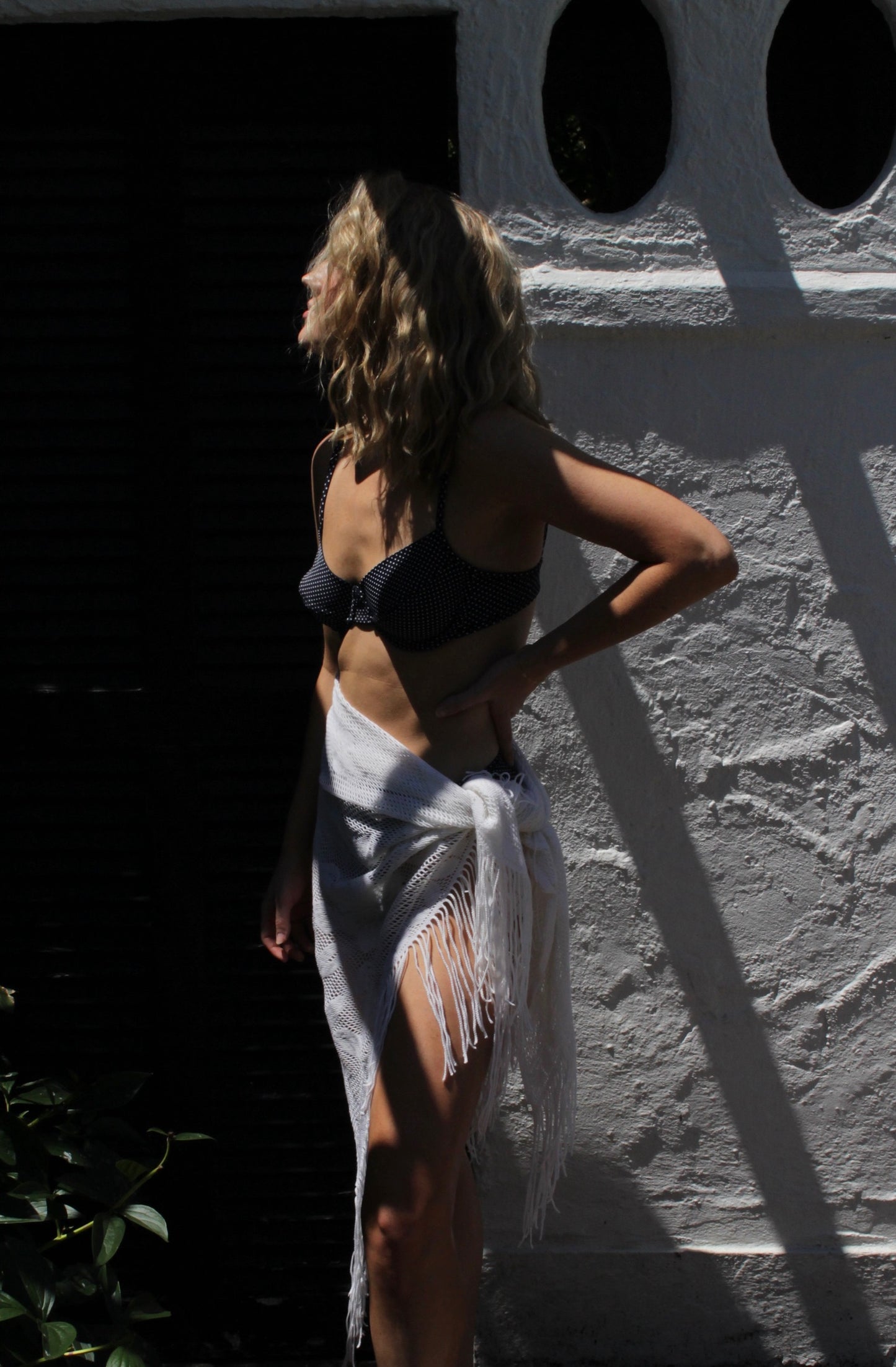 Vintage Ivory Floral Crochet Fringe Shawl