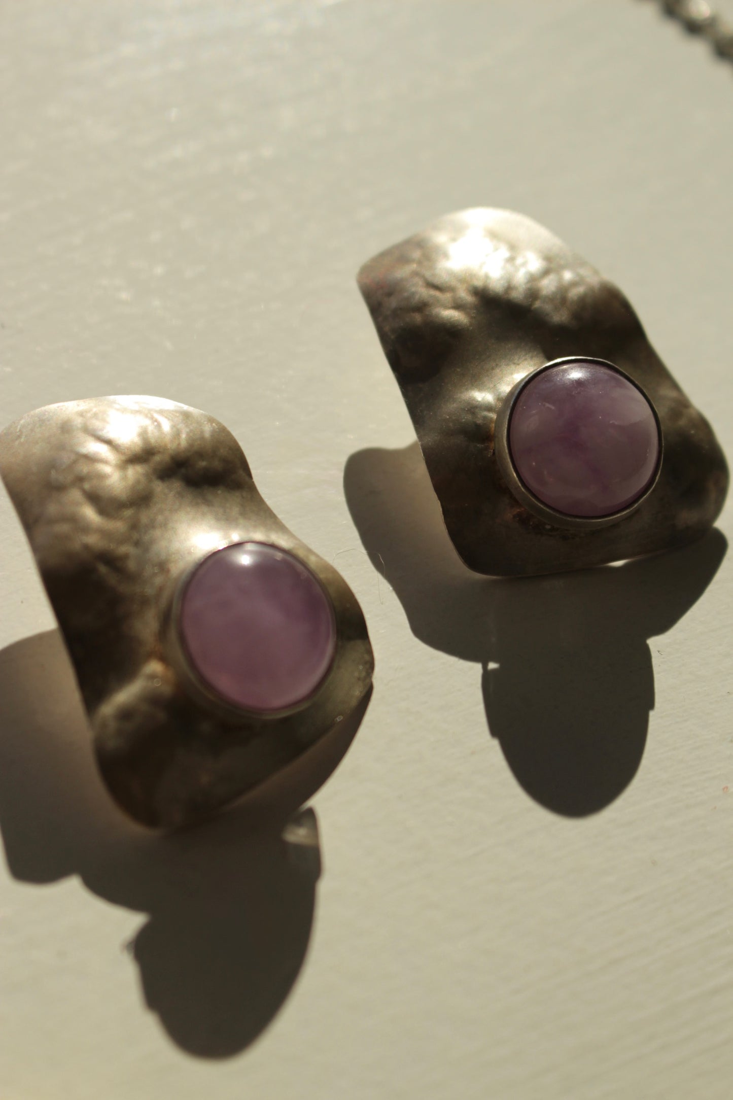 Incredible Vintage Sterling Silver & Amethyst Earrings