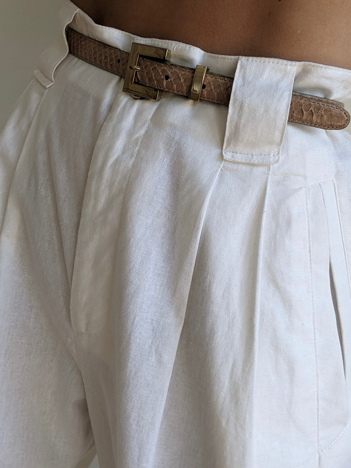 Vintage Latte Genuine Snakeskin Belt