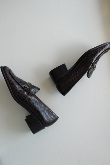 Vintage Stuart Weitzman Croc-Embossed Loafer