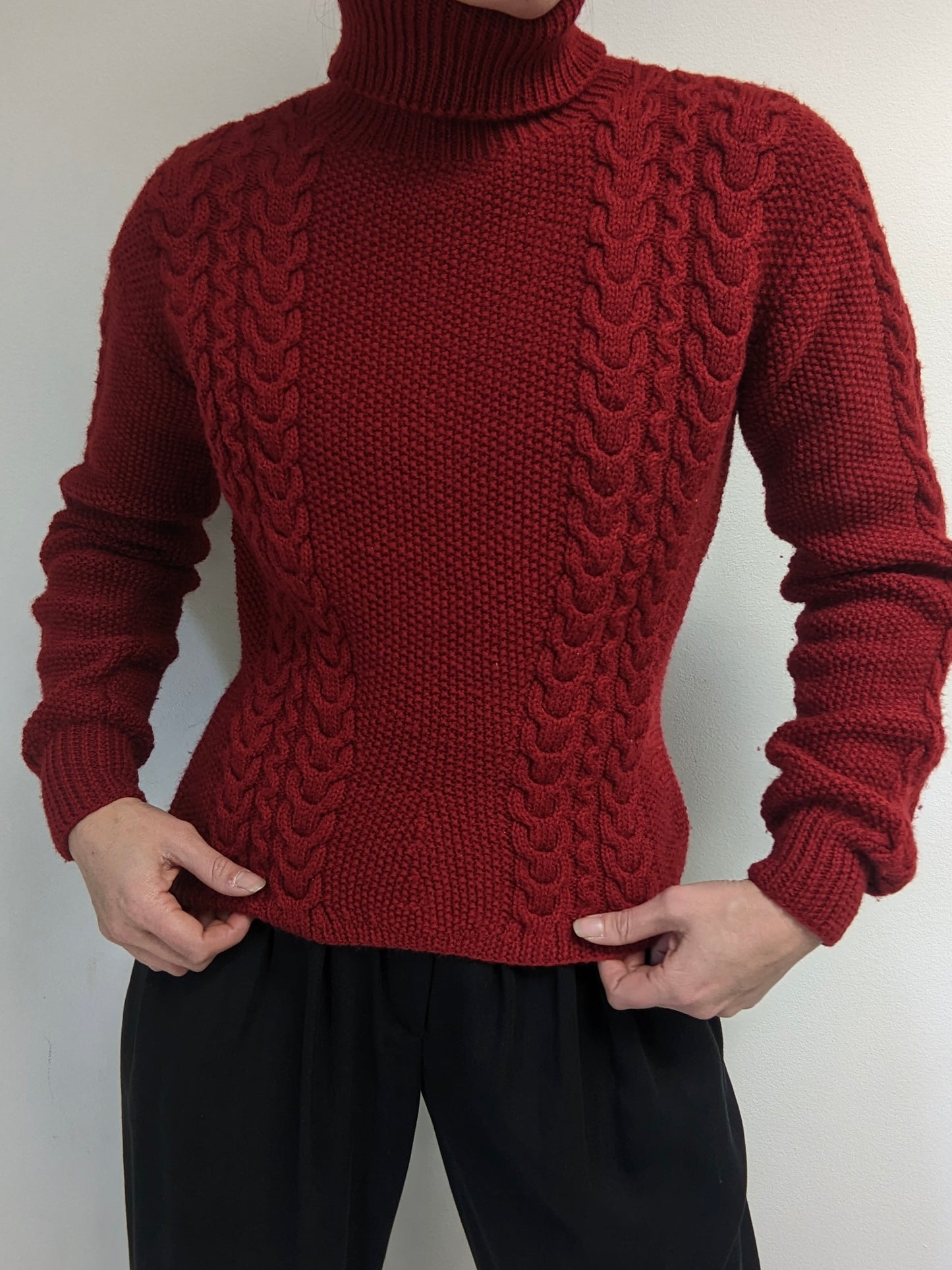 Vintage Cranberry Wool Turtleneck