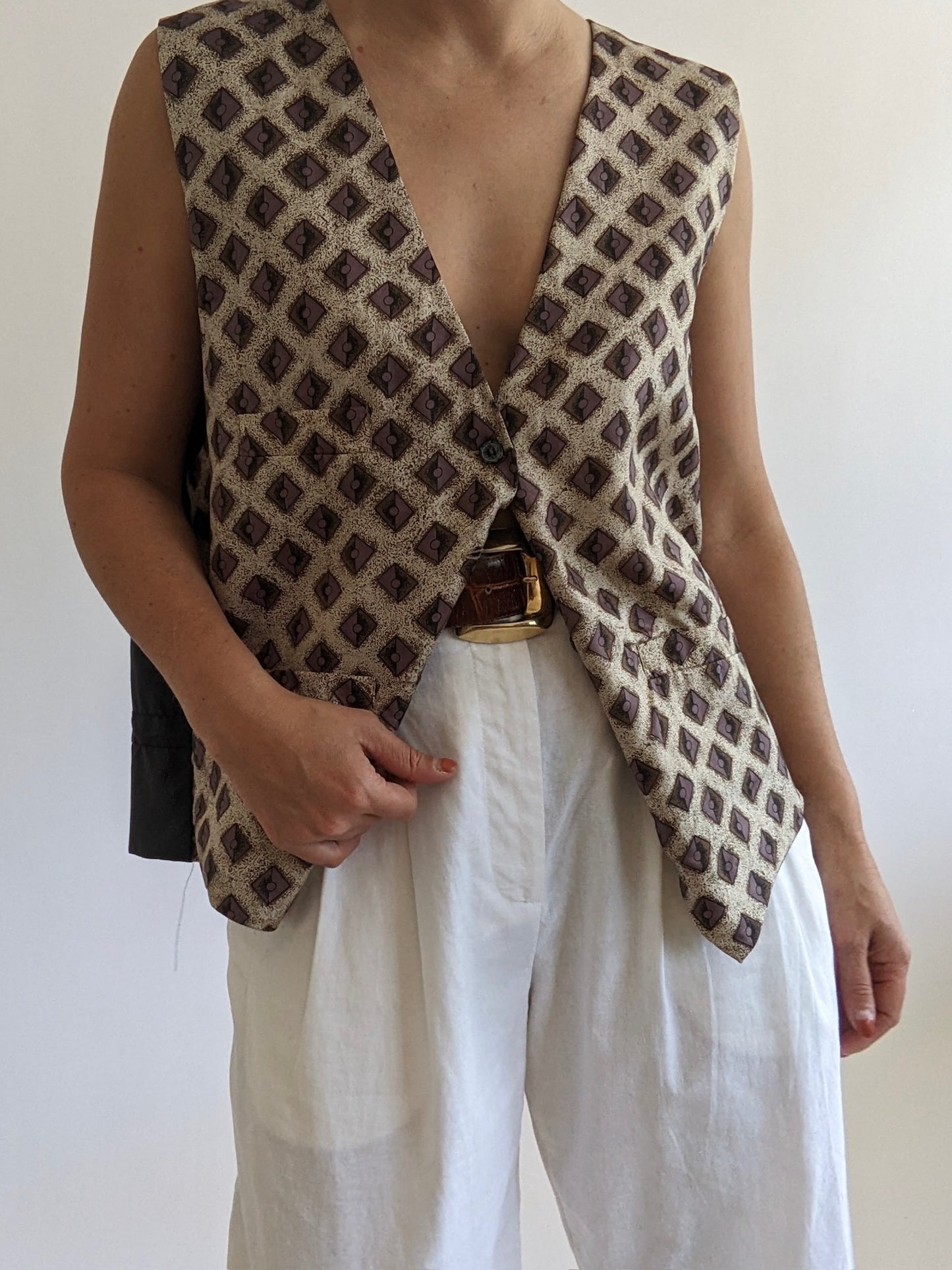 Vintage Printed Silk Vest