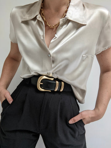 90s Cropped Satin Blouse
