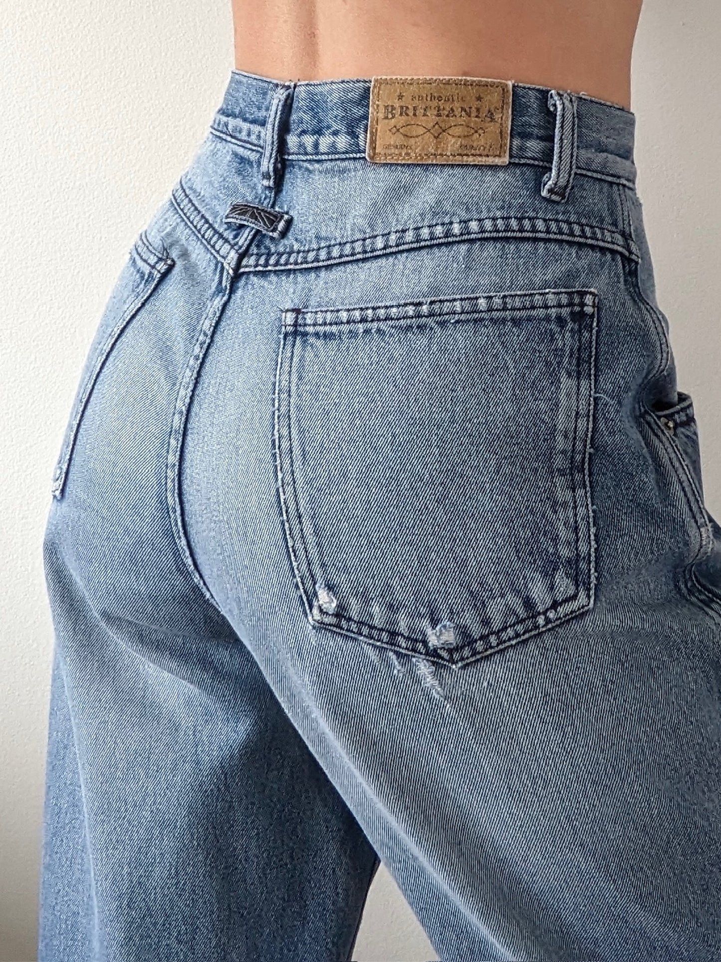 Vintage Faded Pleated Denim
