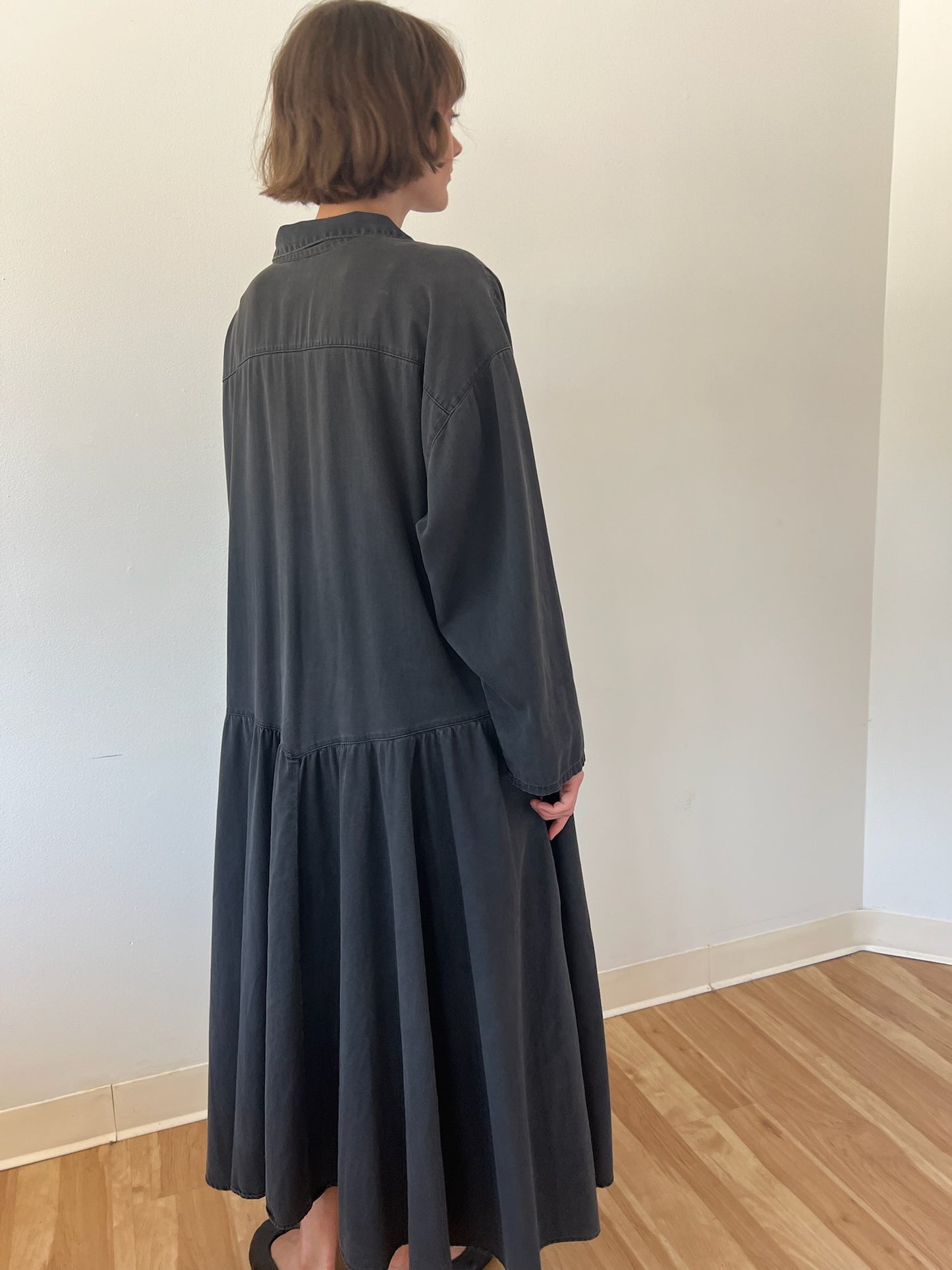 Vintage Faded Black Drop Waist Dress