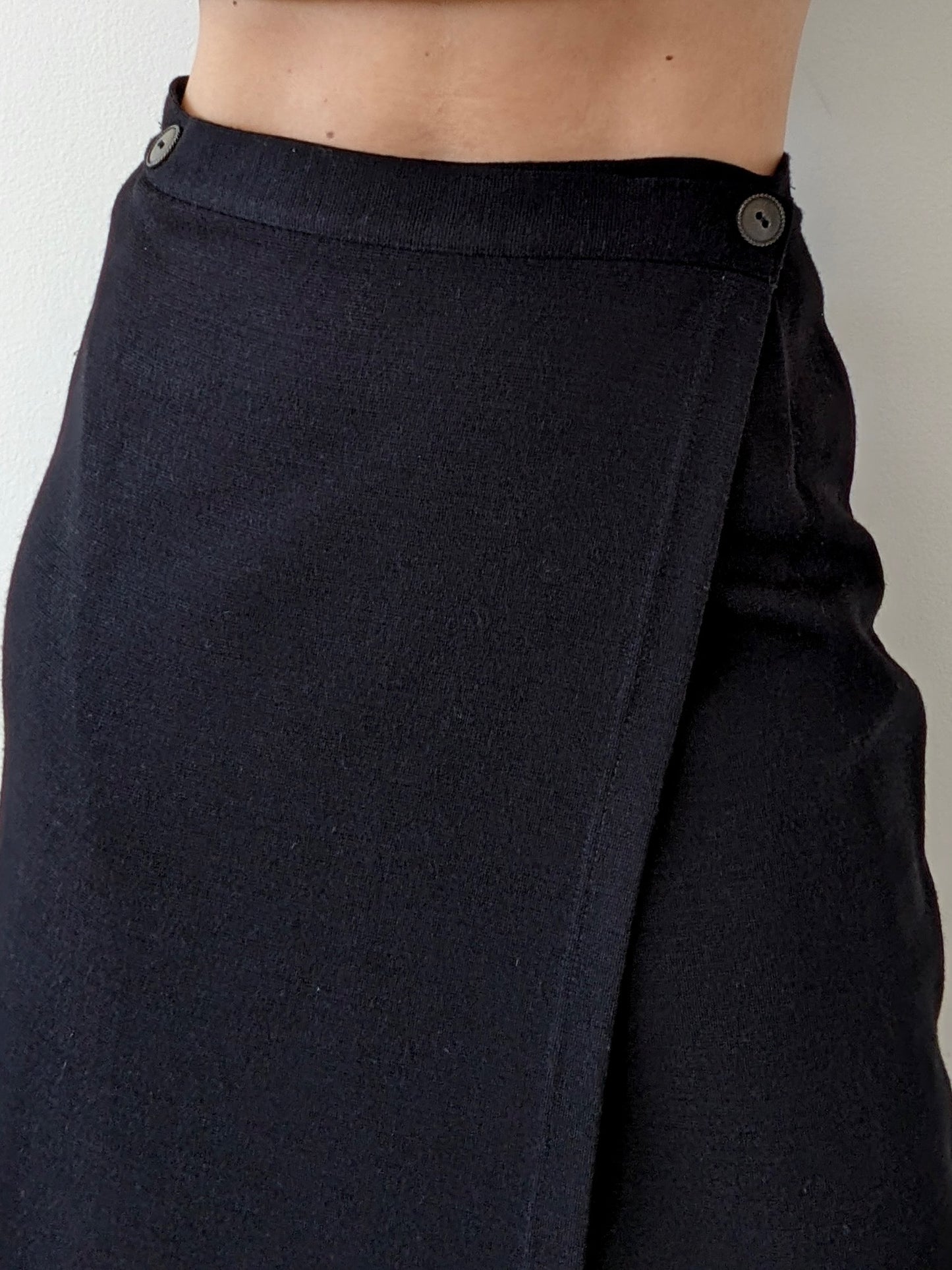 Vintage Black Knit Wrap Skirt