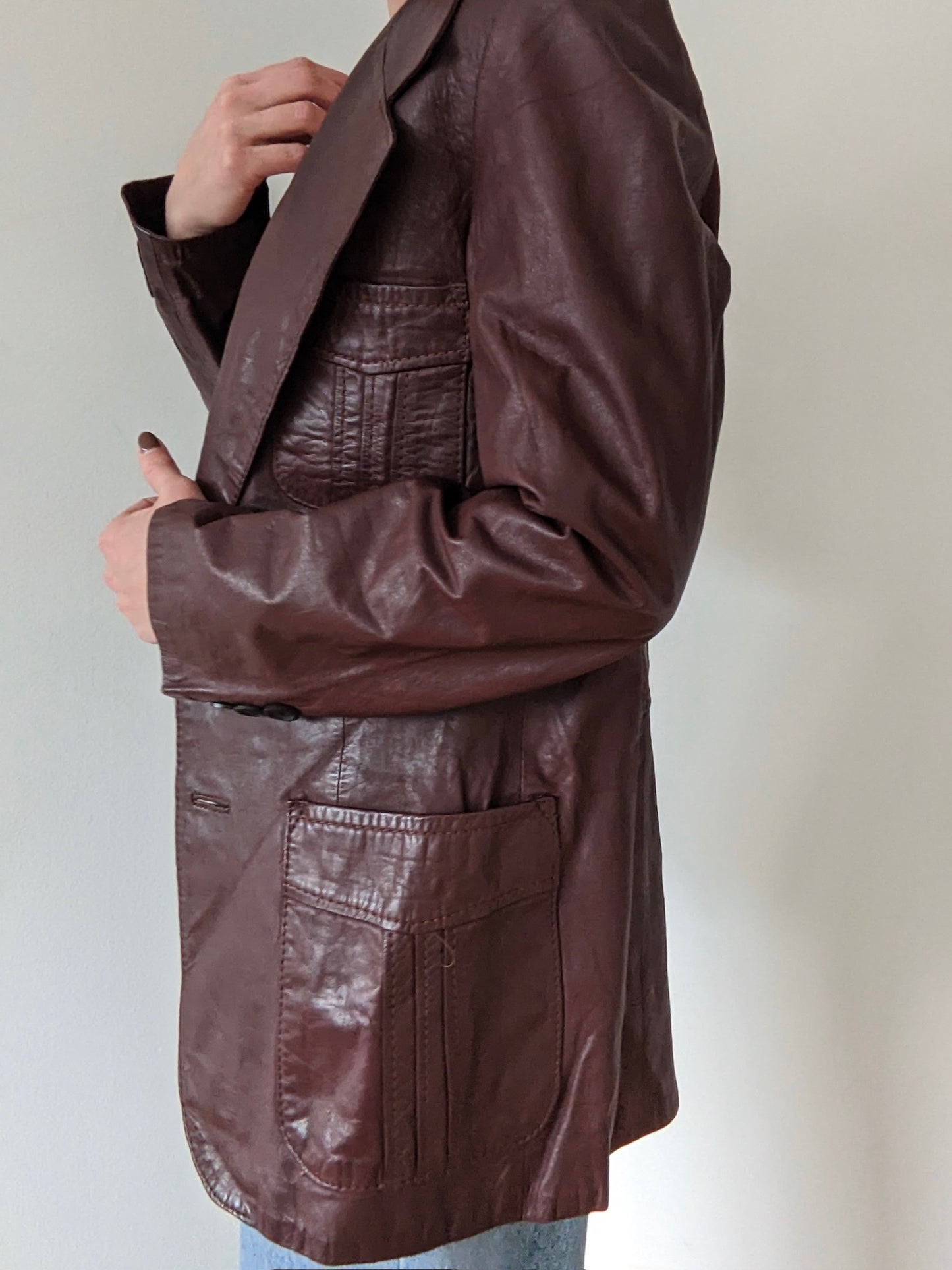 Vintage Burgundy Leather Jacket