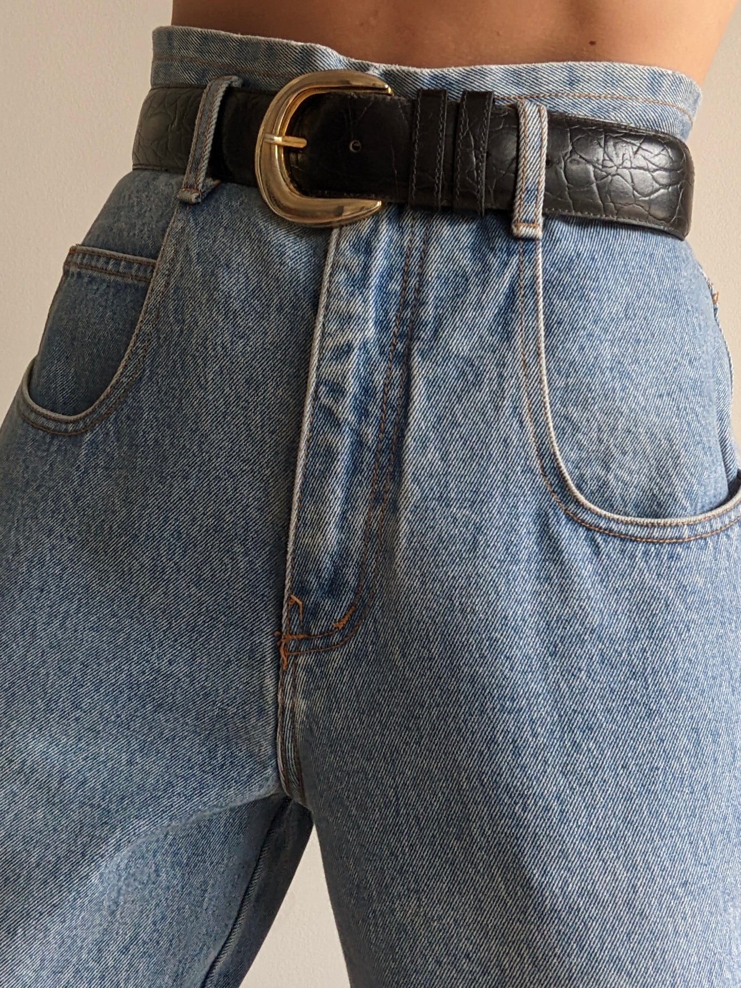 Vintage Ink Black Embossed Leather Belt