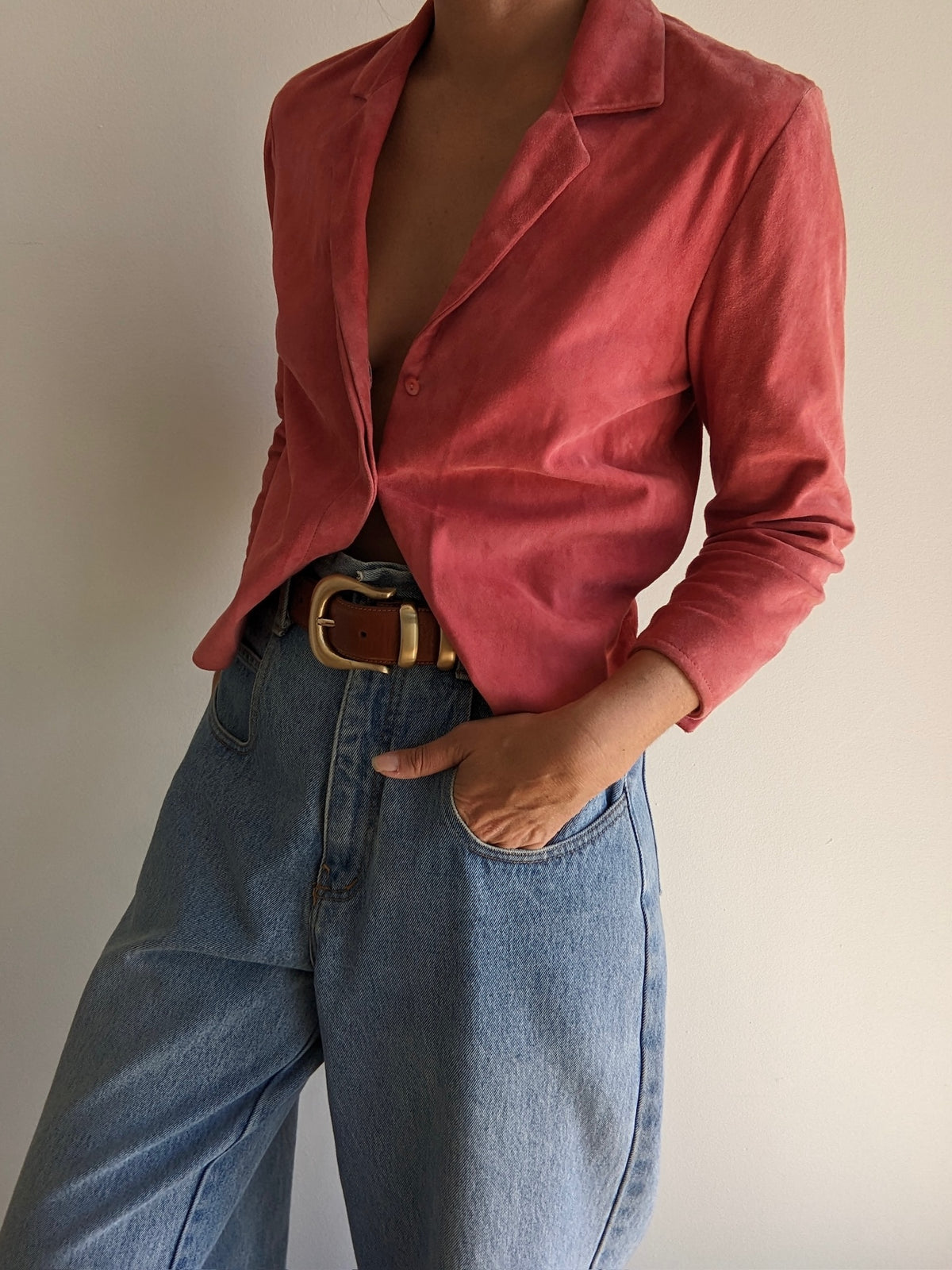 Incredible Vintage Sueded Leather Blouse