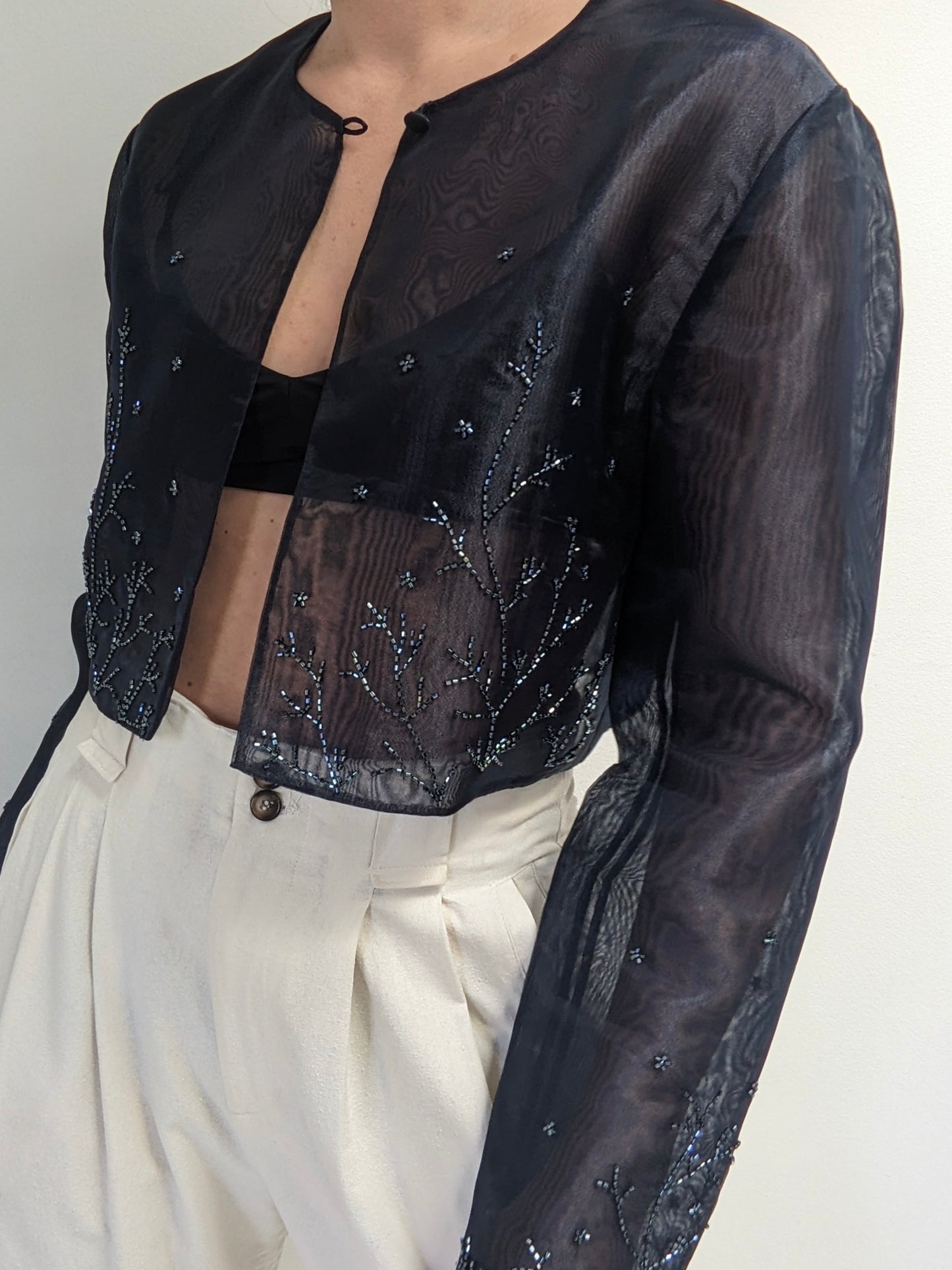 Beautiful Vintage Sheer Beaded Blouse