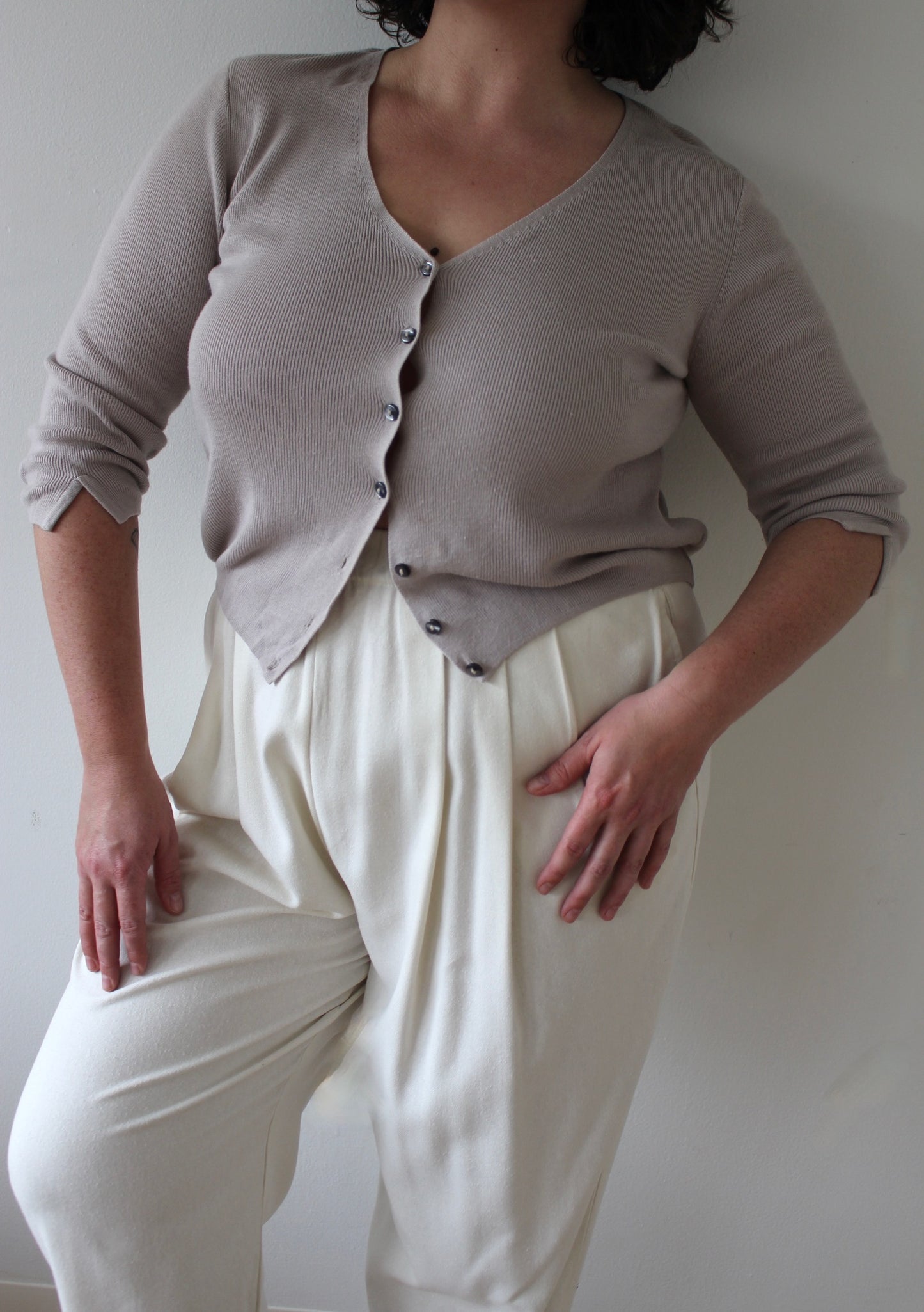 Vintage Ecru Knitted Silk Cardigan