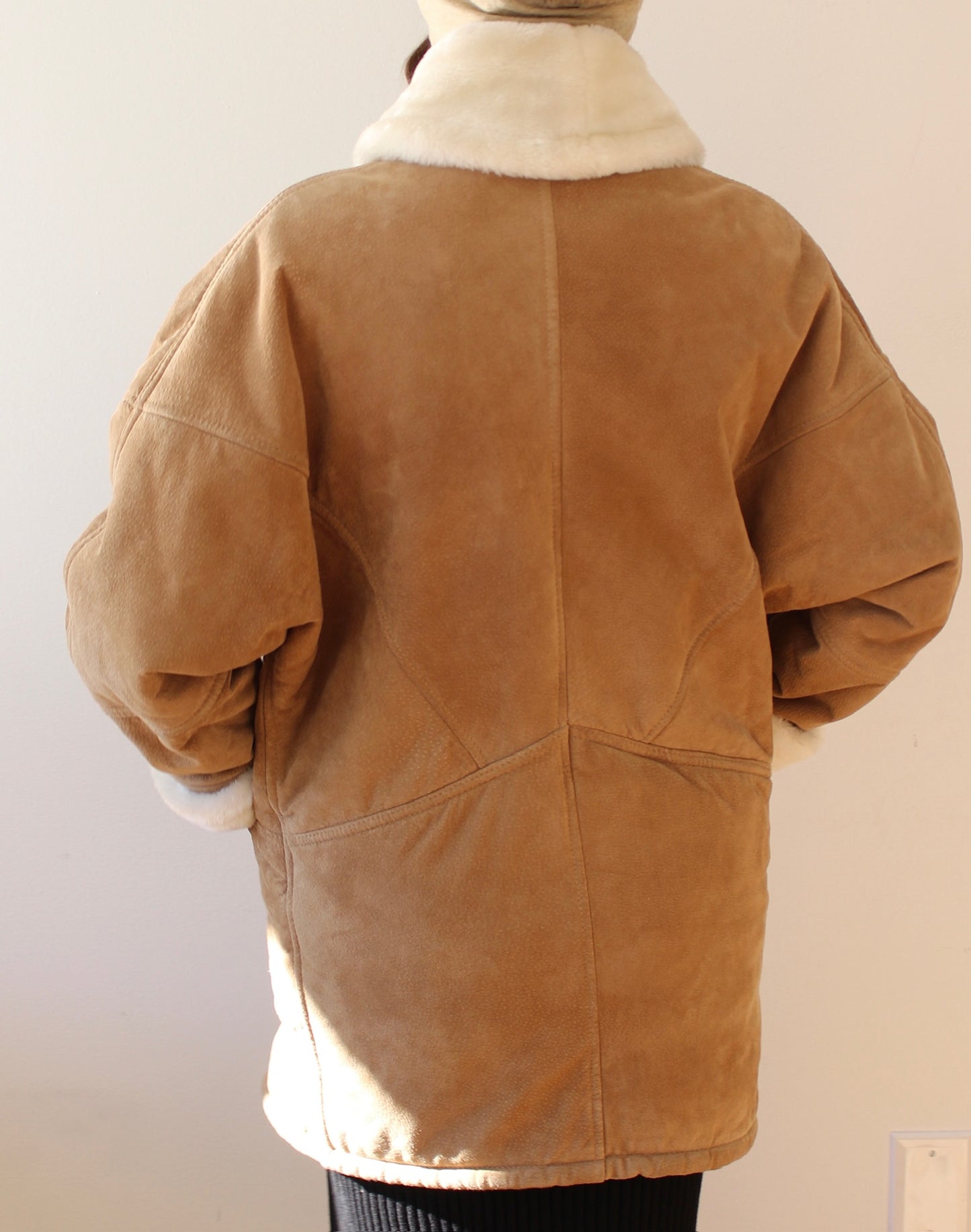 Incredible Vintage Faux Fur-Lined Suede Coat