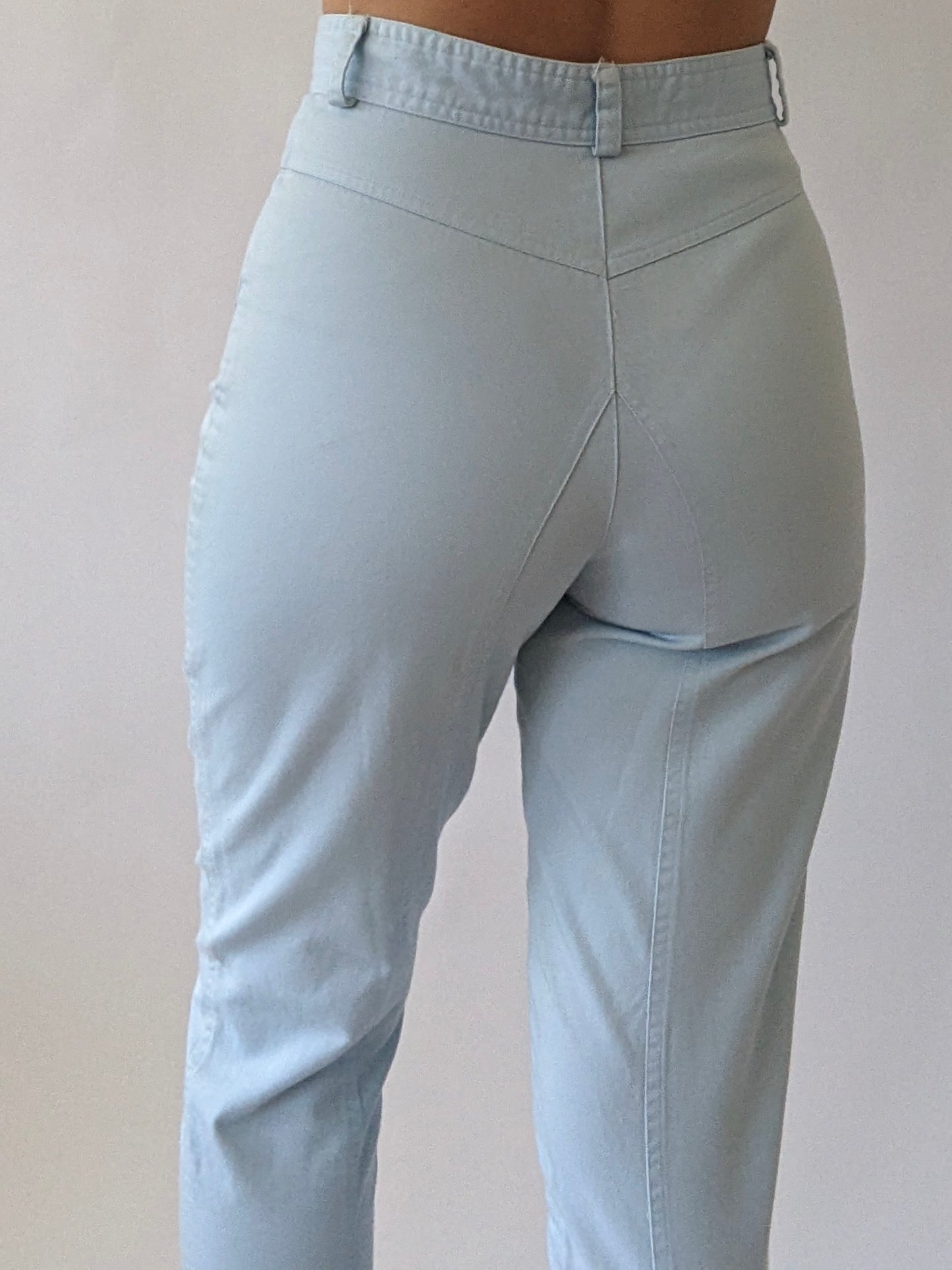 Vintage Sky Blue Twilled Cotton Pants