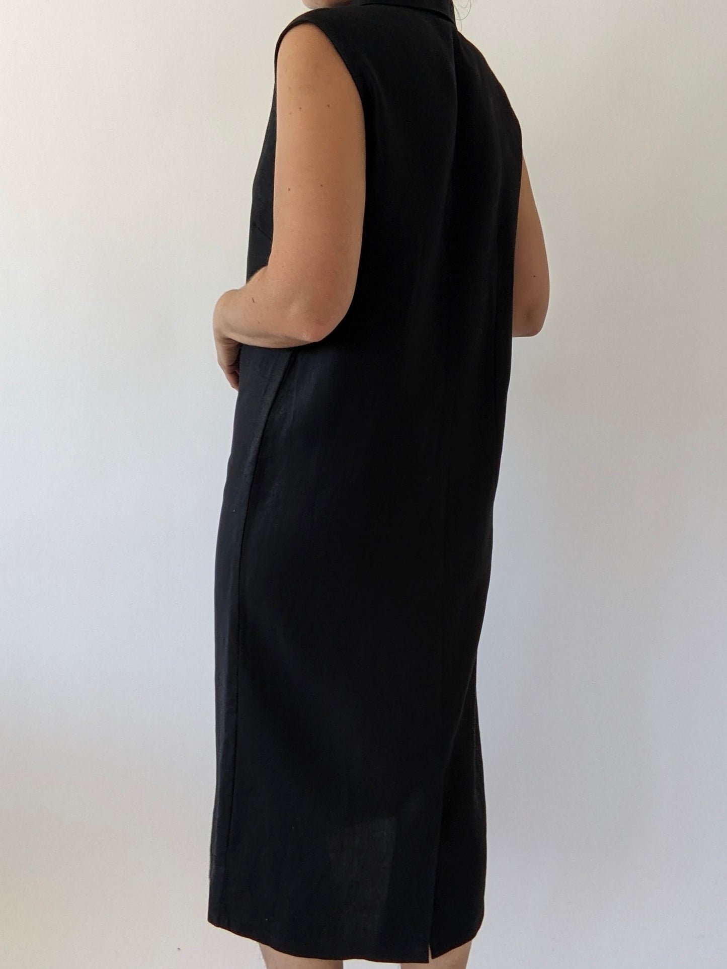 Vintage Onyx Sleeveless Linen Dress