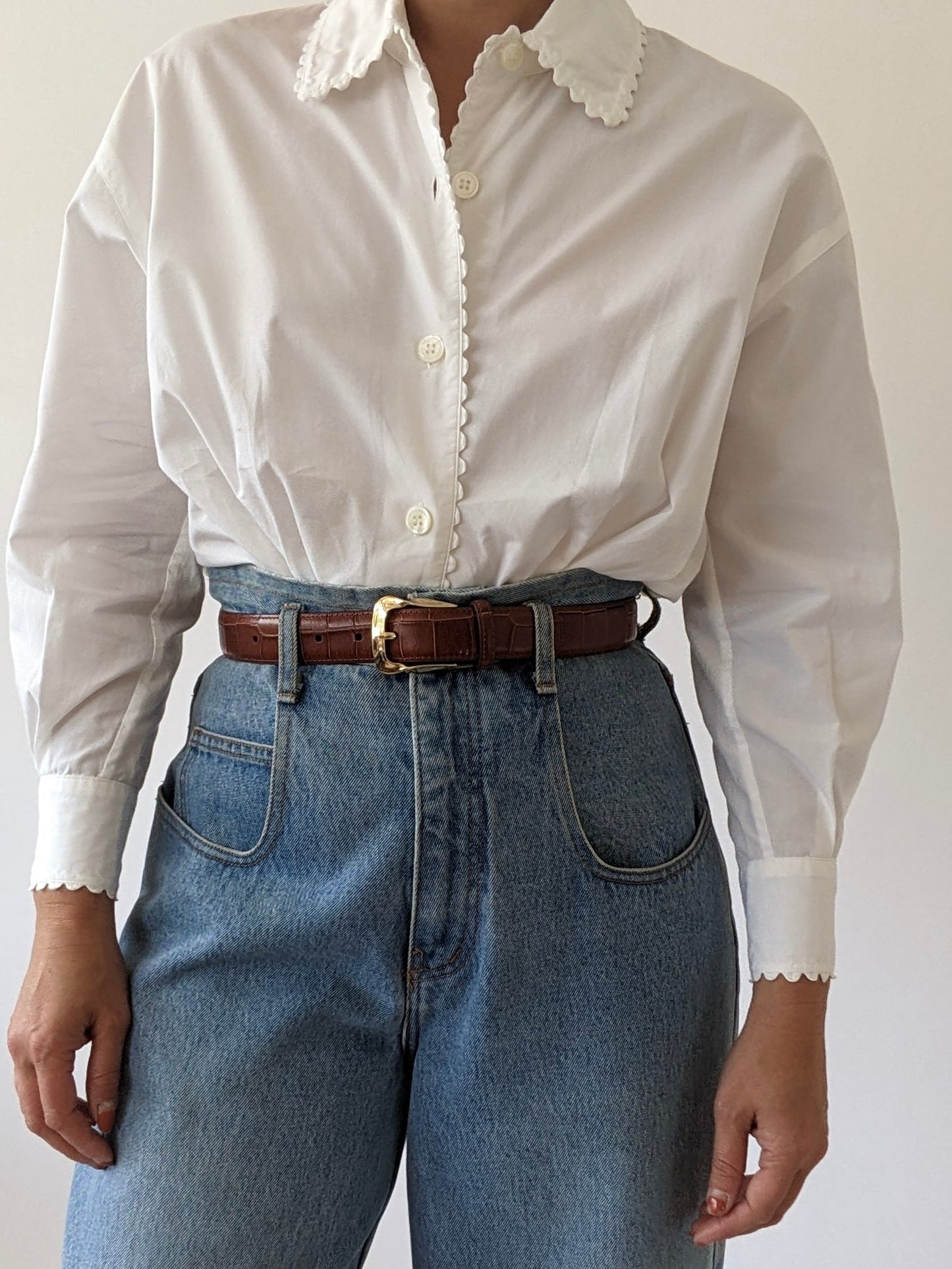 Vintage Emanuel Ungaro Scalloped Cotton Bodysuit
