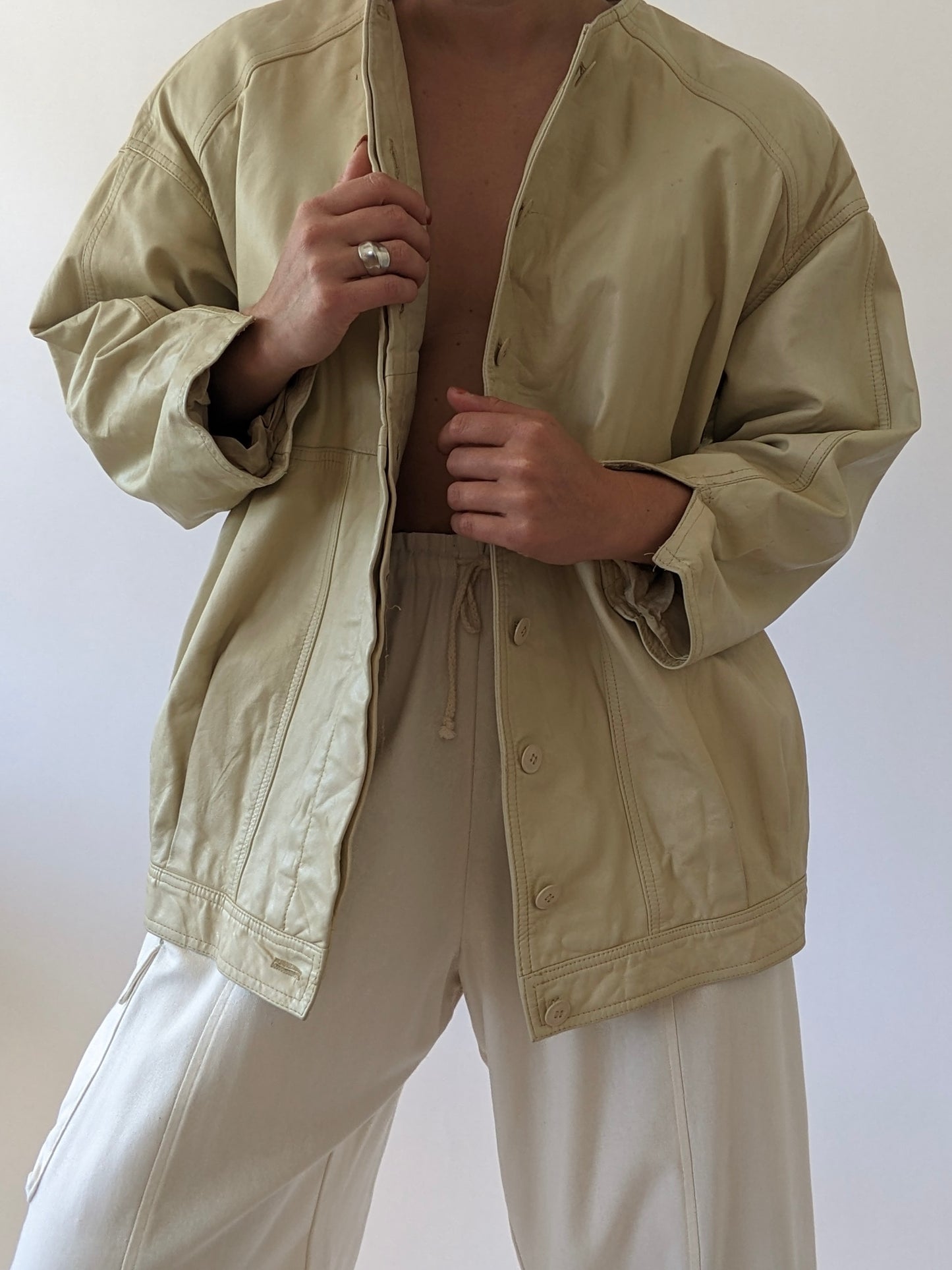 Amazing Vintage Sand Leather Jacket
