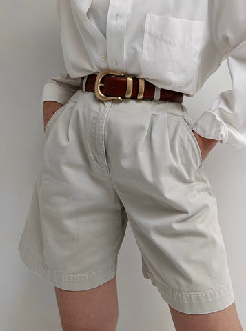 Vintage Pleated Khaki Shorts