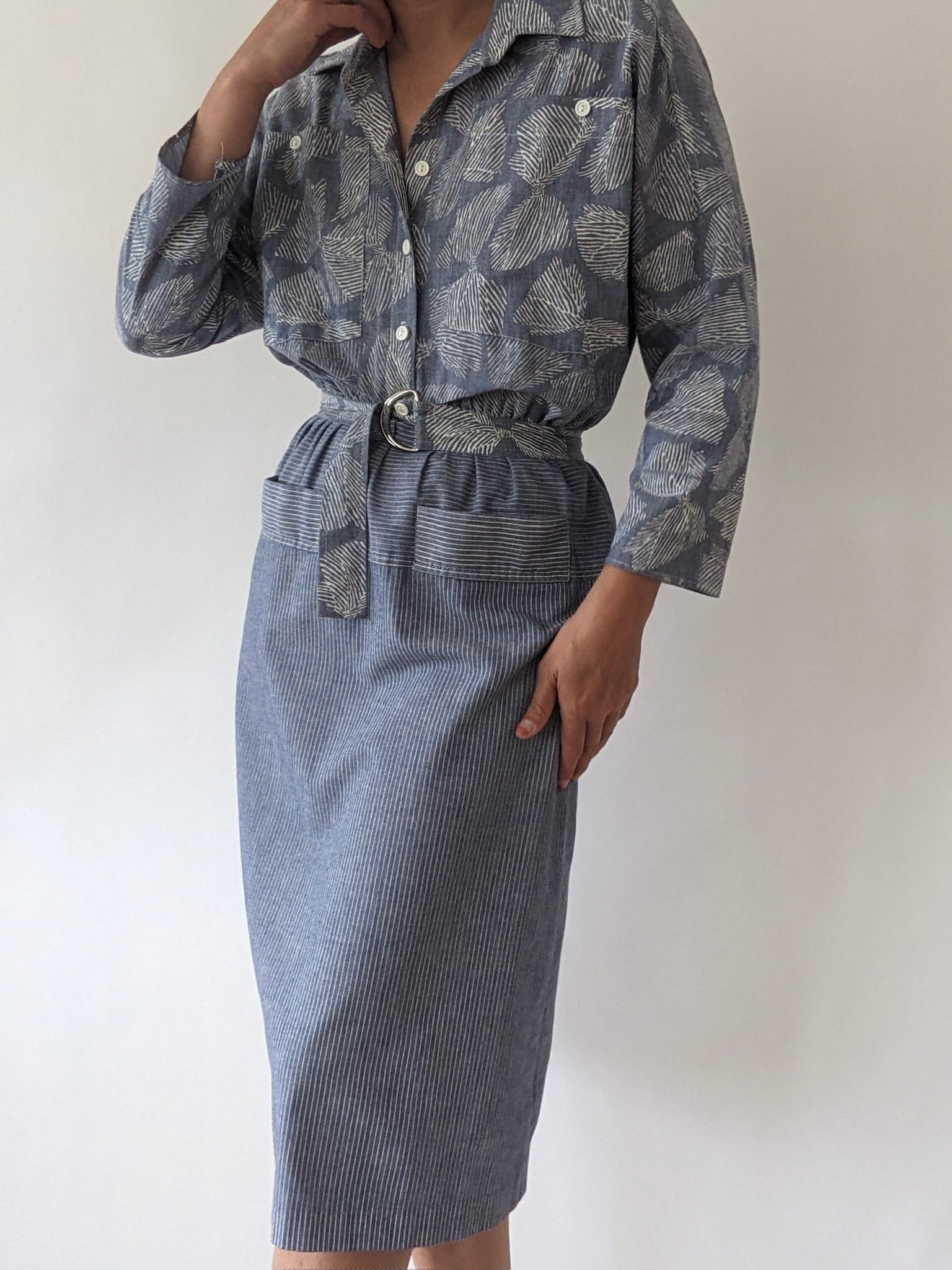 Vintage Belted Bow-Print Shirt Dress – NA NIN